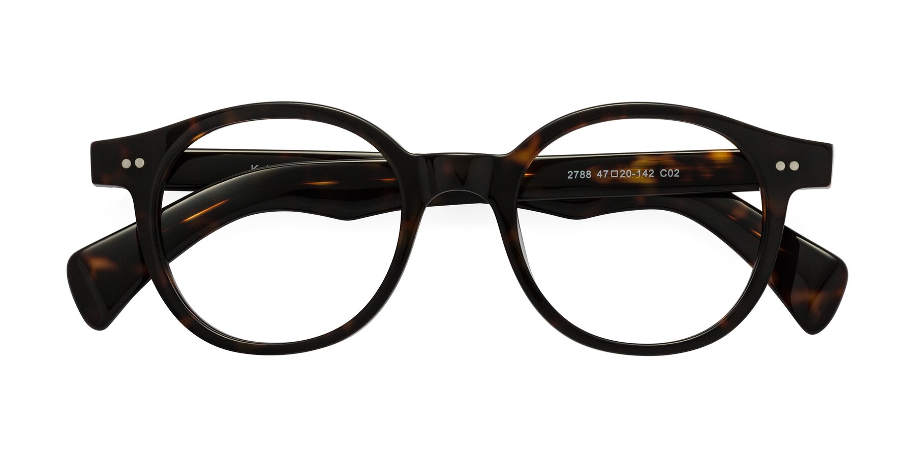 Folded Front of Kaju in Dark Tortoise with Clear Eyeglass Lenses