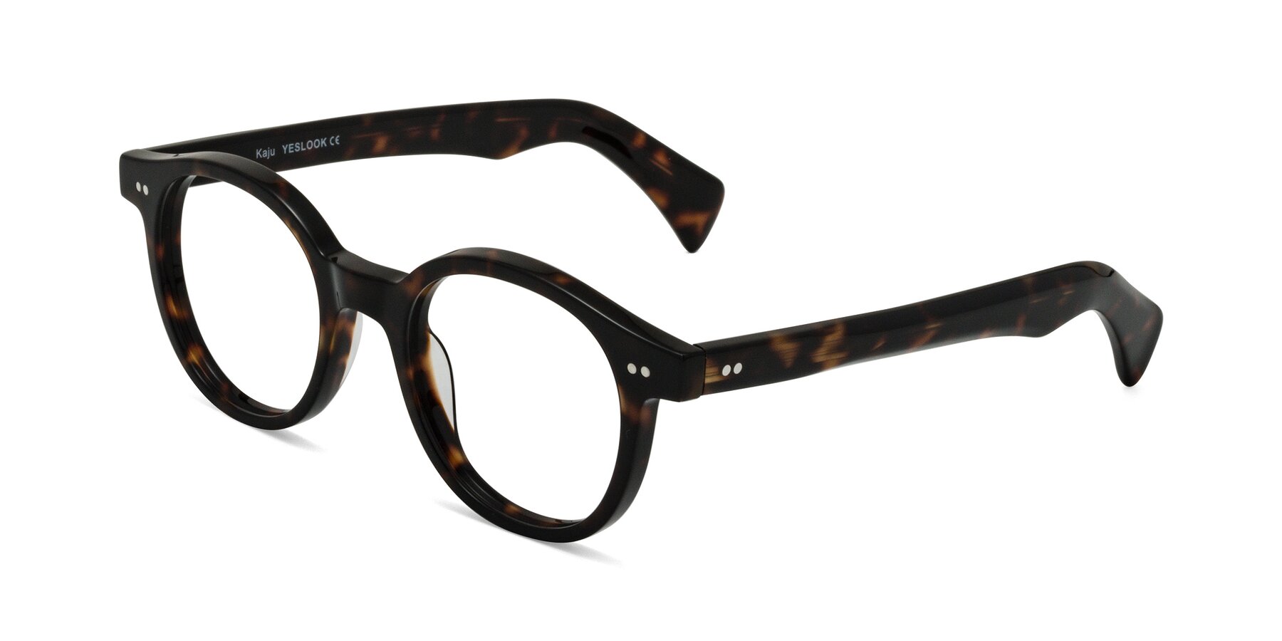 Angle of Kaju in Dark Tortoise with Clear Eyeglass Lenses
