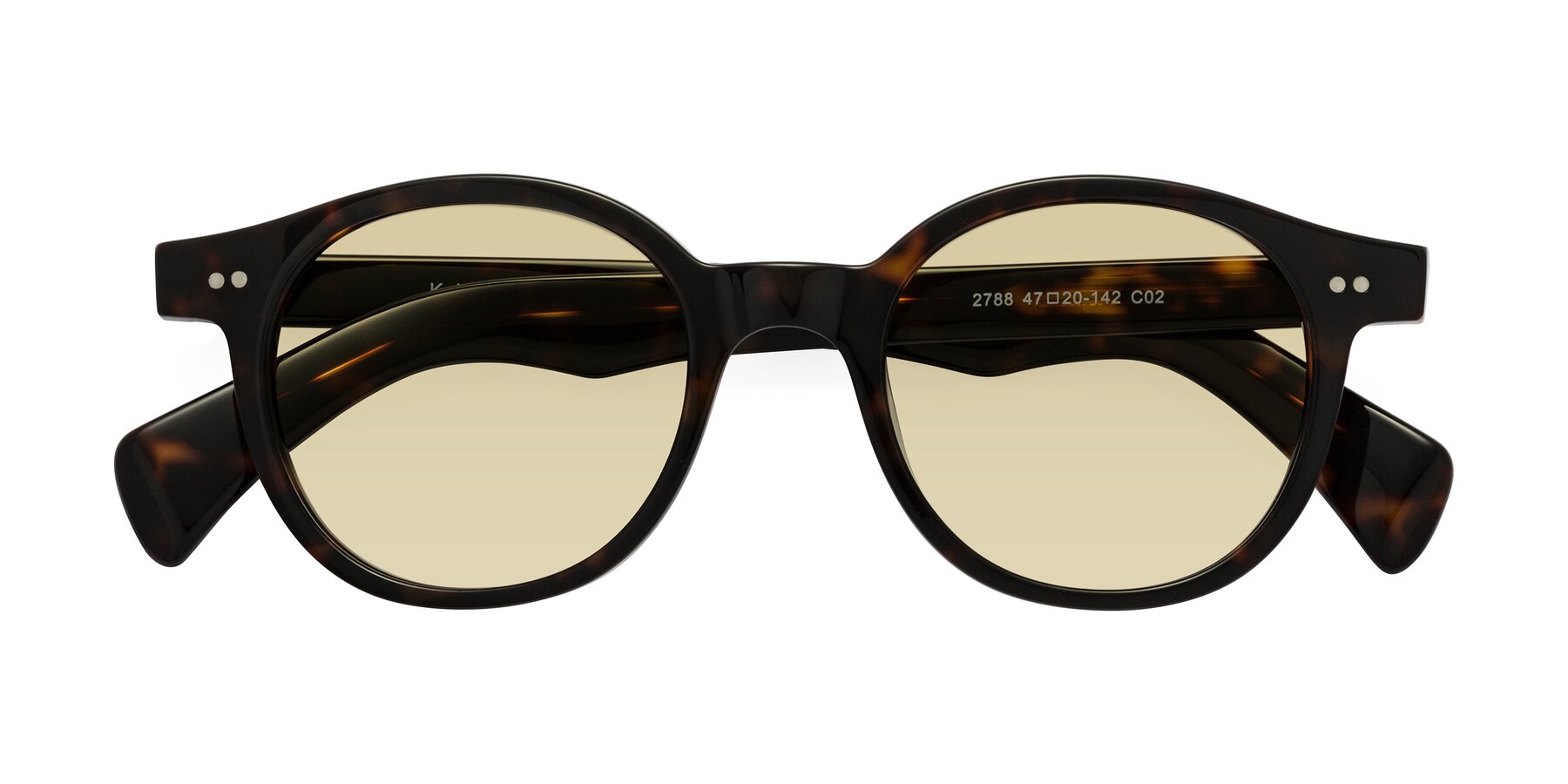 Folded Front of Kaju in Dark Tortoise with Light Champagne Tinted Lenses