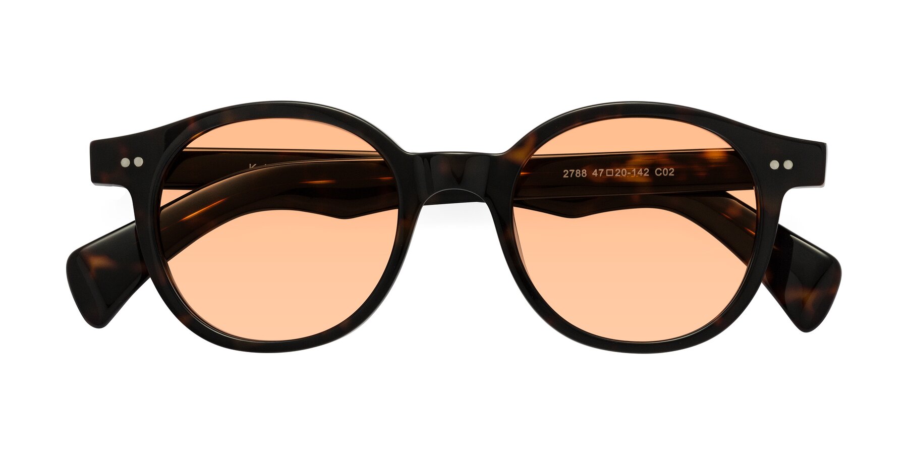 Folded Front of Kaju in Dark Tortoise with Light Orange Tinted Lenses
