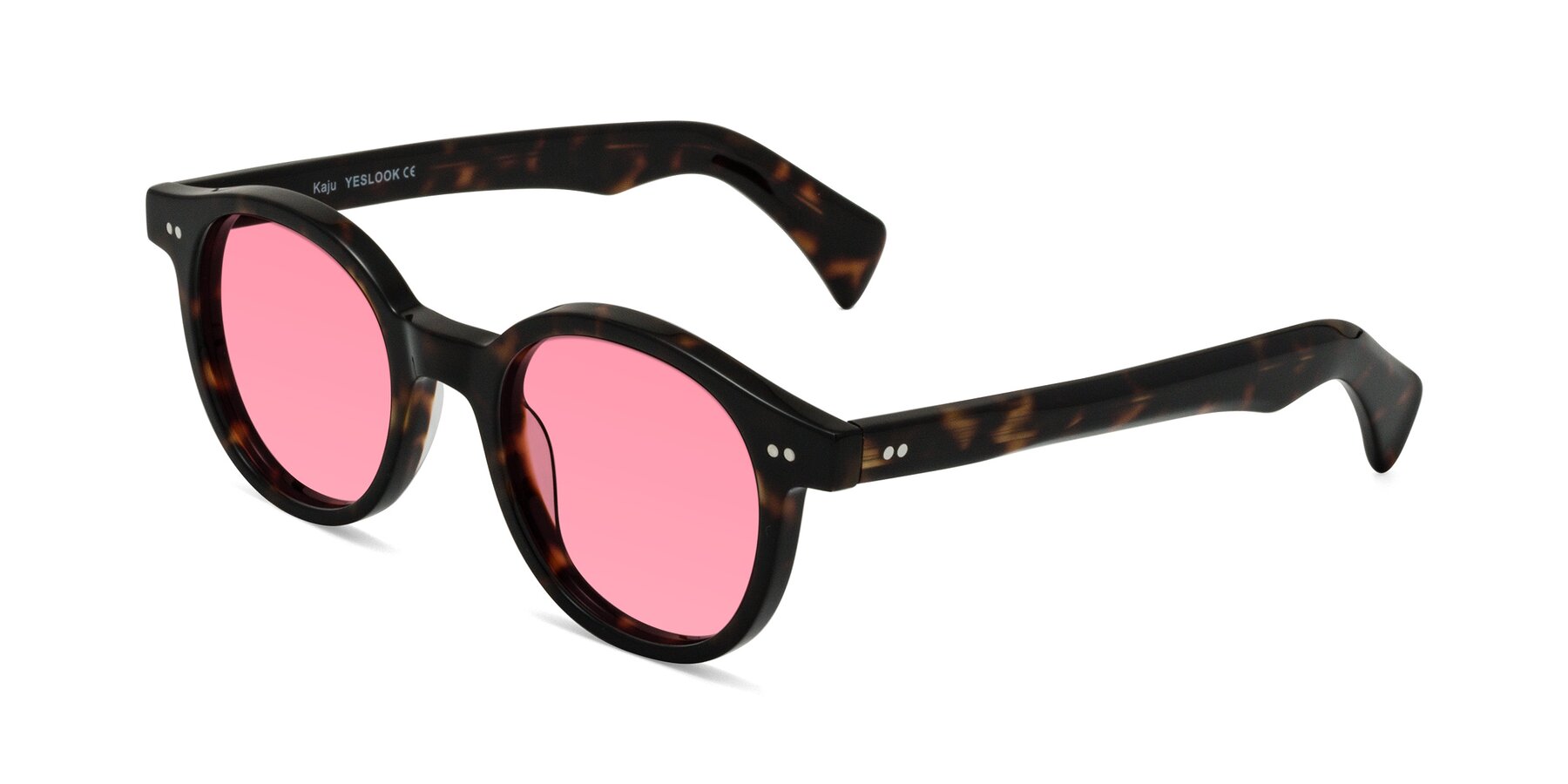 Angle of Kaju in Dark Tortoise with Pink Tinted Lenses