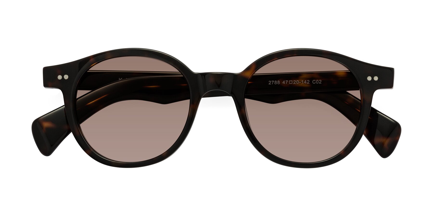 Folded Front of Kaju in Dark Tortoise with Medium Brown Tinted Lenses