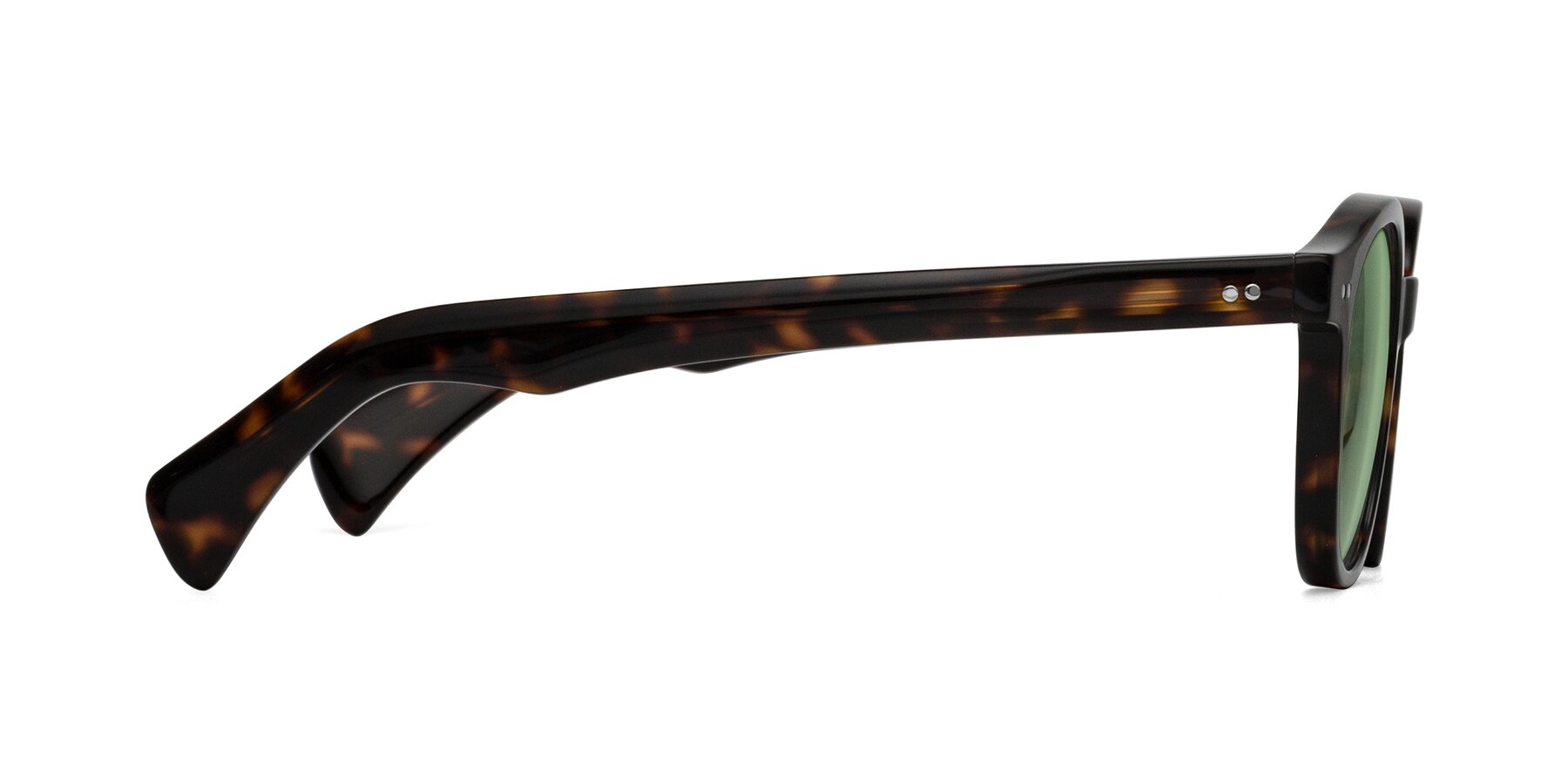 Side of Kaju in Dark Tortoise with Medium Green Tinted Lenses