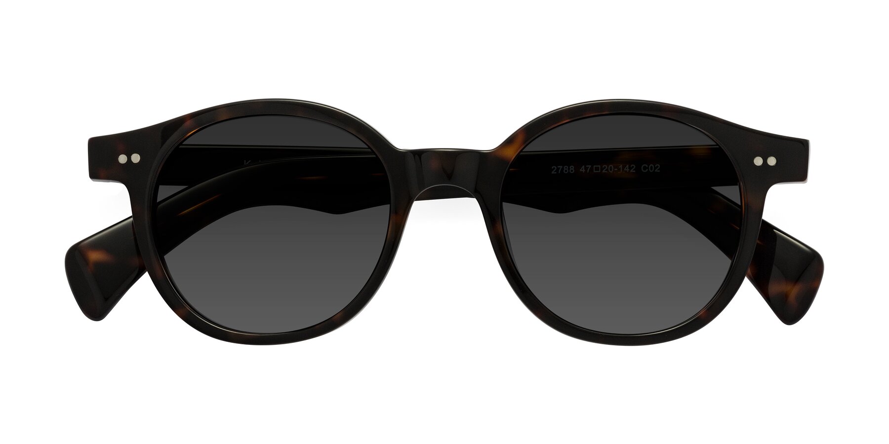 Folded Front of Kaju in Dark Tortoise with Gray Tinted Lenses