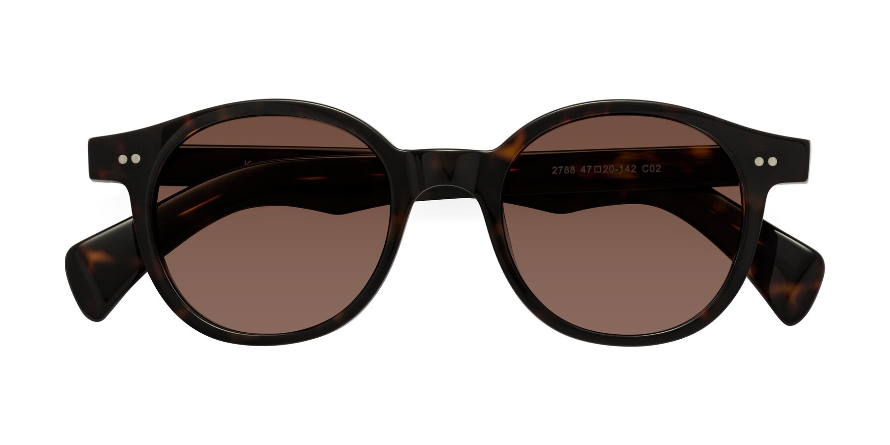 Folded Front of Kaju in Dark Tortoise with Brown Tinted Lenses