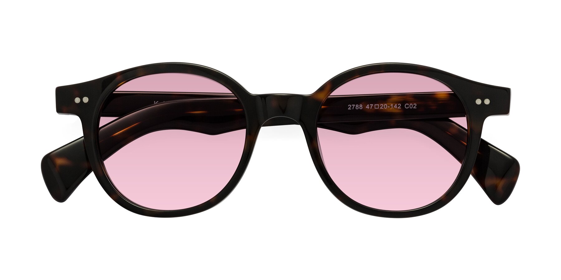 Folded Front of Kaju in Dark Tortoise with Light Wine Tinted Lenses