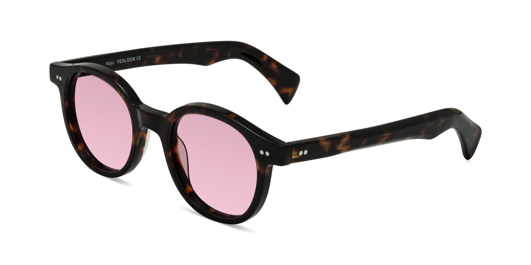 Angle of Kaju in Dark Tortoise with Light Wine Tinted Lenses