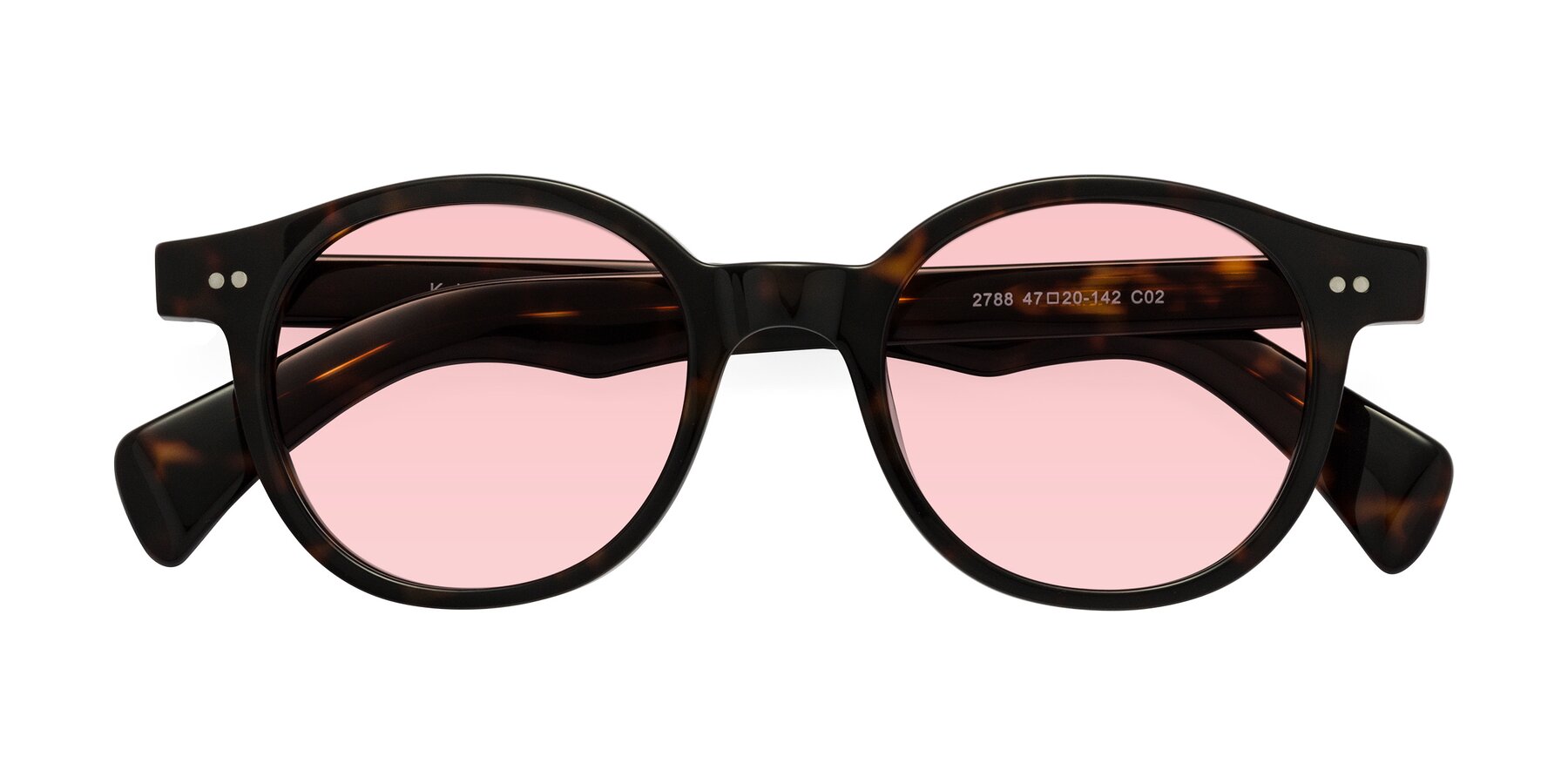 Folded Front of Kaju in Dark Tortoise with Light Garnet Tinted Lenses