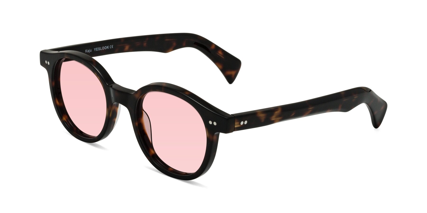 Angle of Kaju in Dark Tortoise with Light Garnet Tinted Lenses