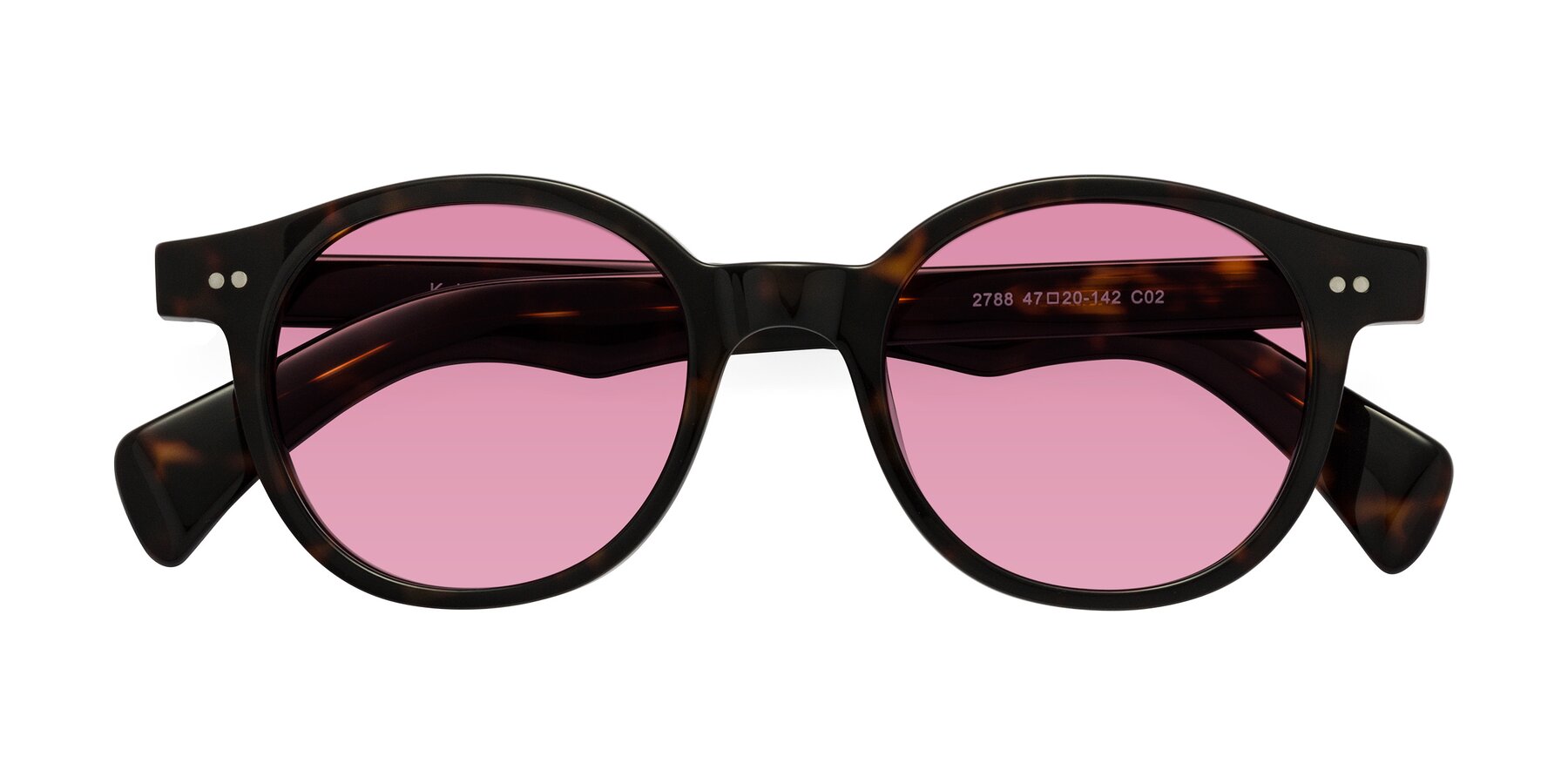Folded Front of Kaju in Dark Tortoise with Medium Wine Tinted Lenses