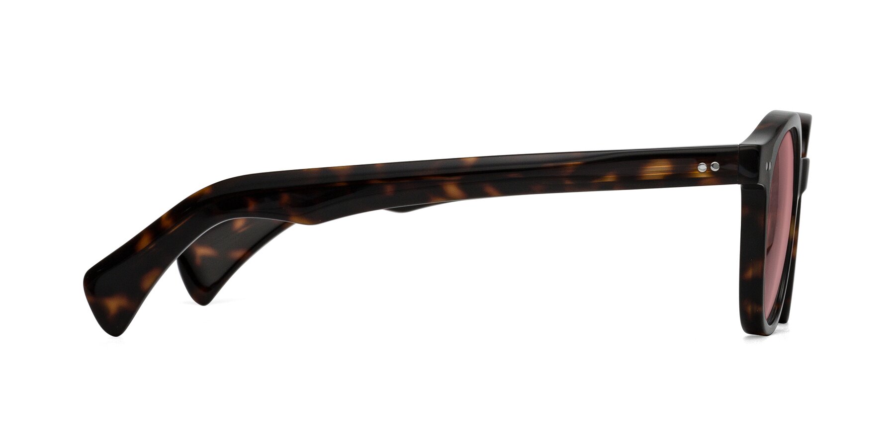 Side of Kaju in Dark Tortoise with Medium Garnet Tinted Lenses