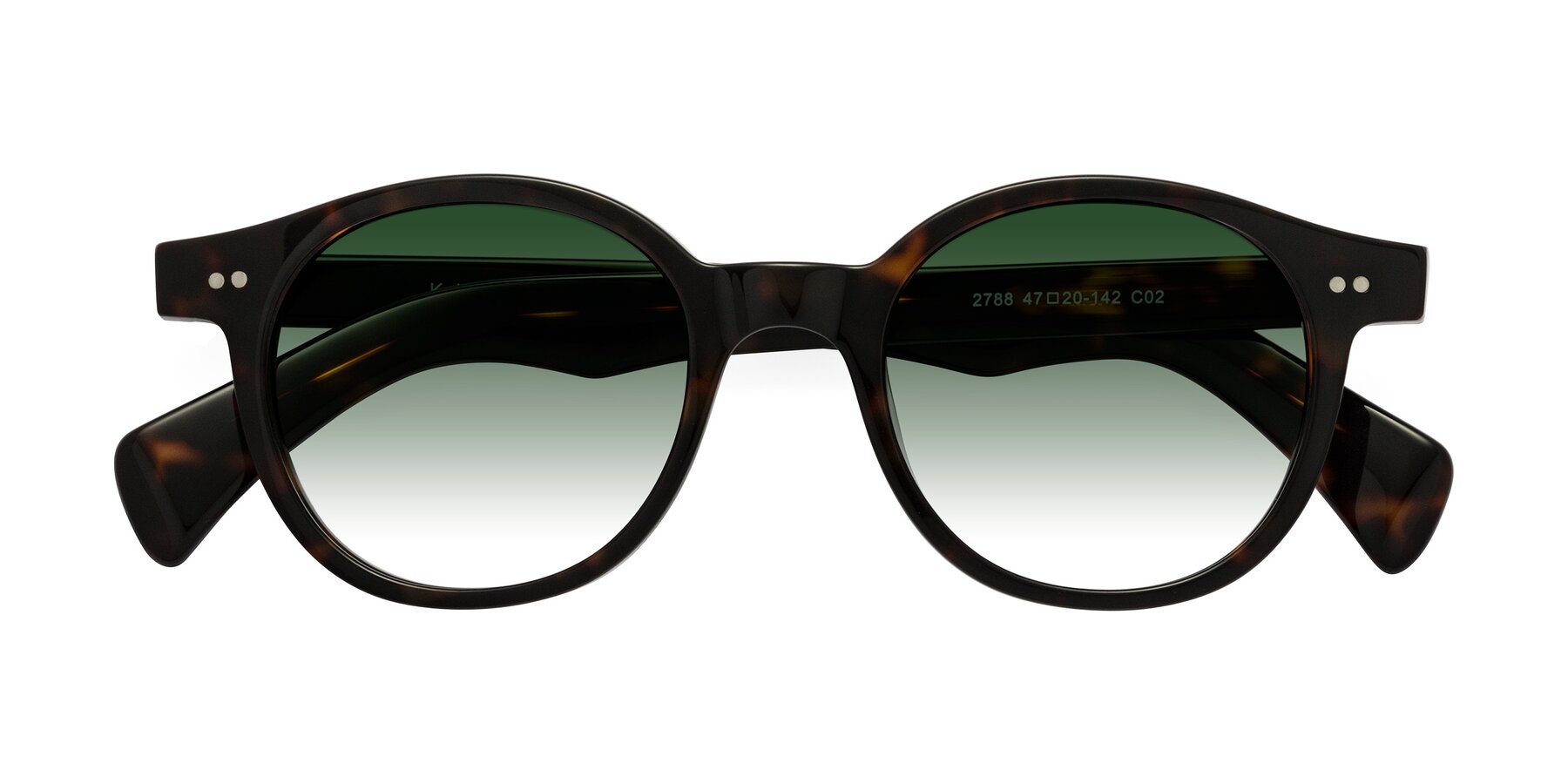 Folded Front of Kaju in Dark Tortoise with Green Gradient Lenses