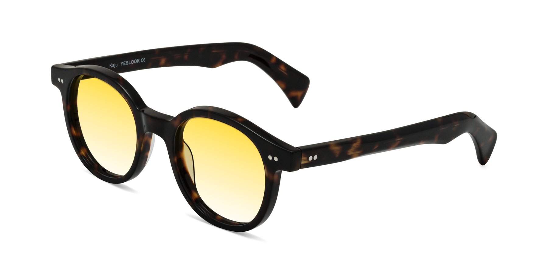 Angle of Kaju in Dark Tortoise with Yellow Gradient Lenses