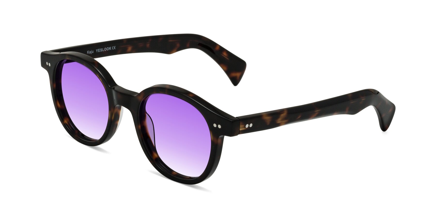 Angle of Kaju in Dark Tortoise with Purple Gradient Lenses