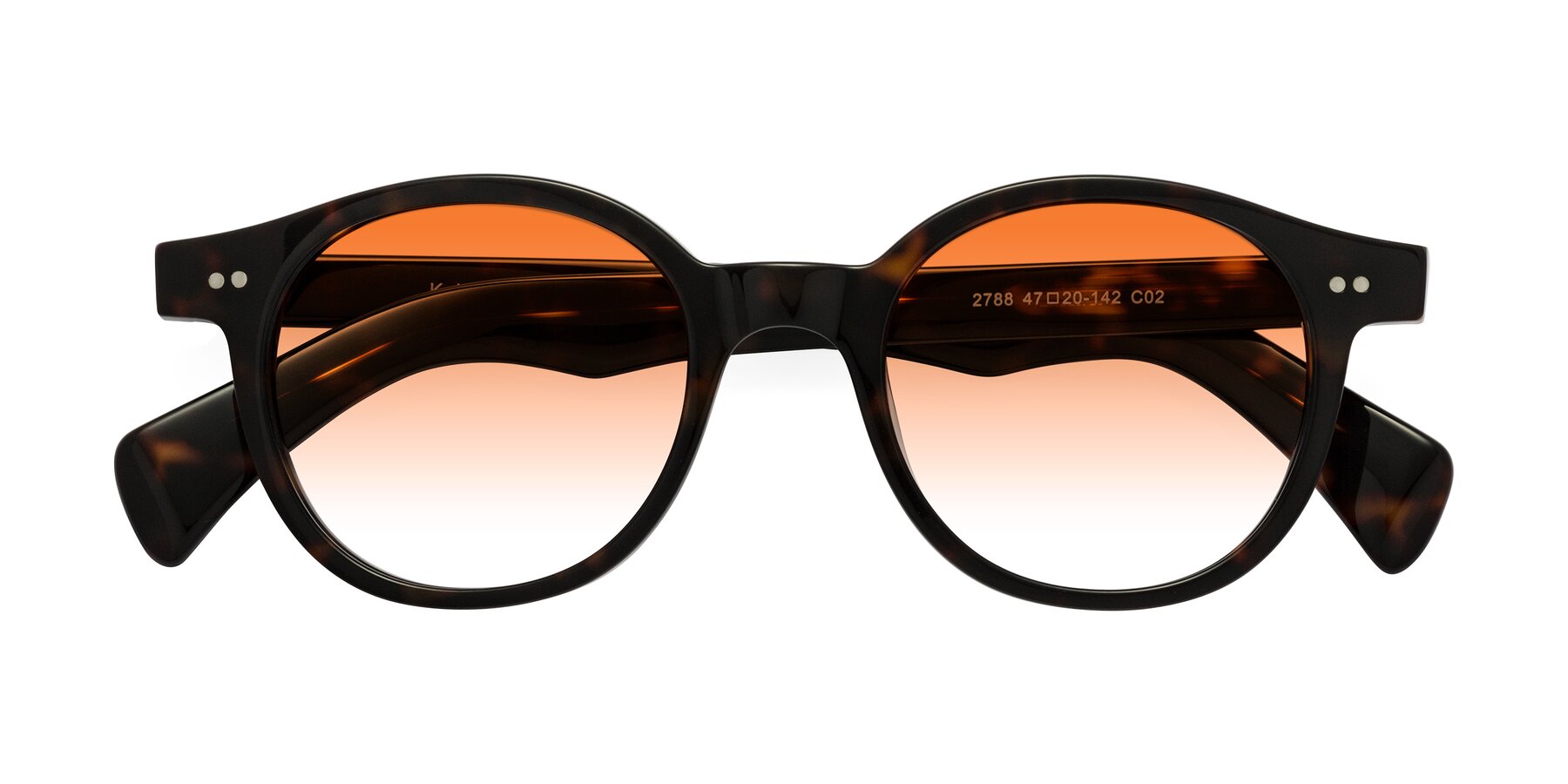 Folded Front of Kaju in Dark Tortoise with Orange Gradient Lenses