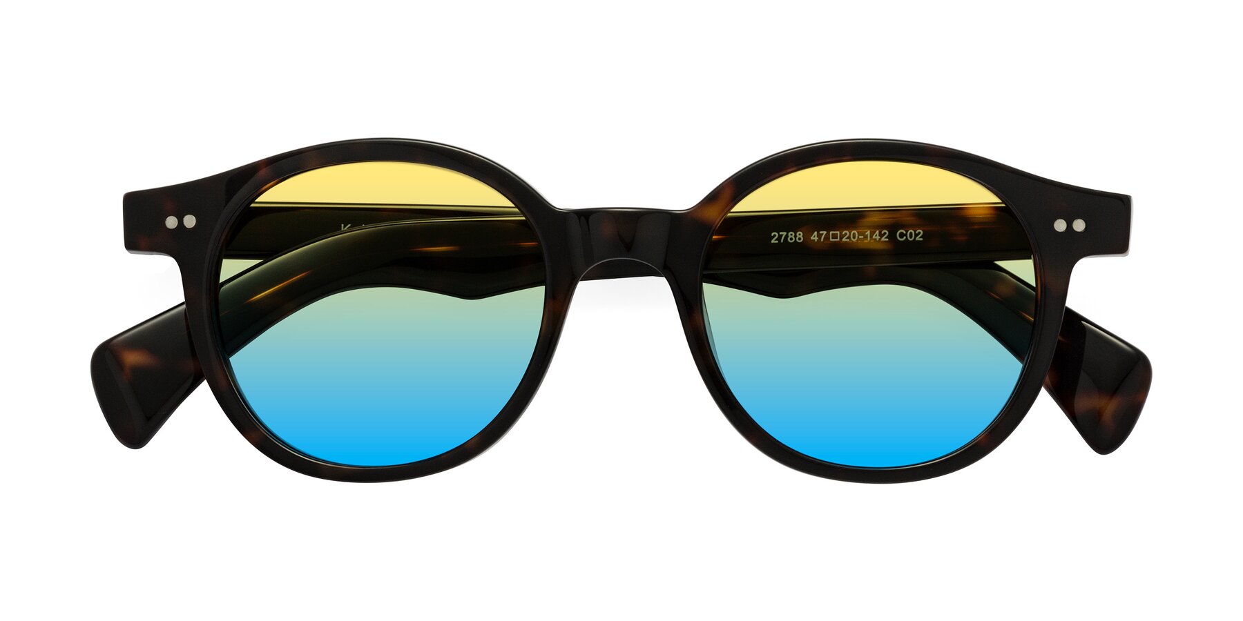 Folded Front of Kaju in Dark Tortoise with Yellow / Blue Gradient Lenses