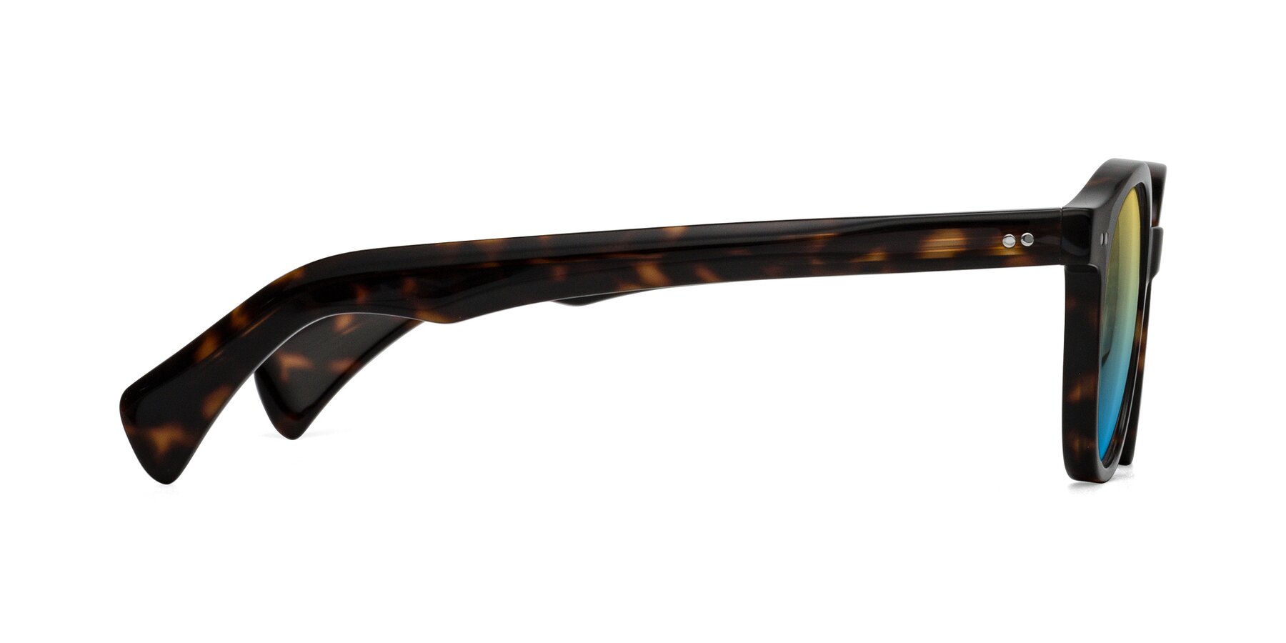 Side of Kaju in Dark Tortoise with Yellow / Blue Gradient Lenses