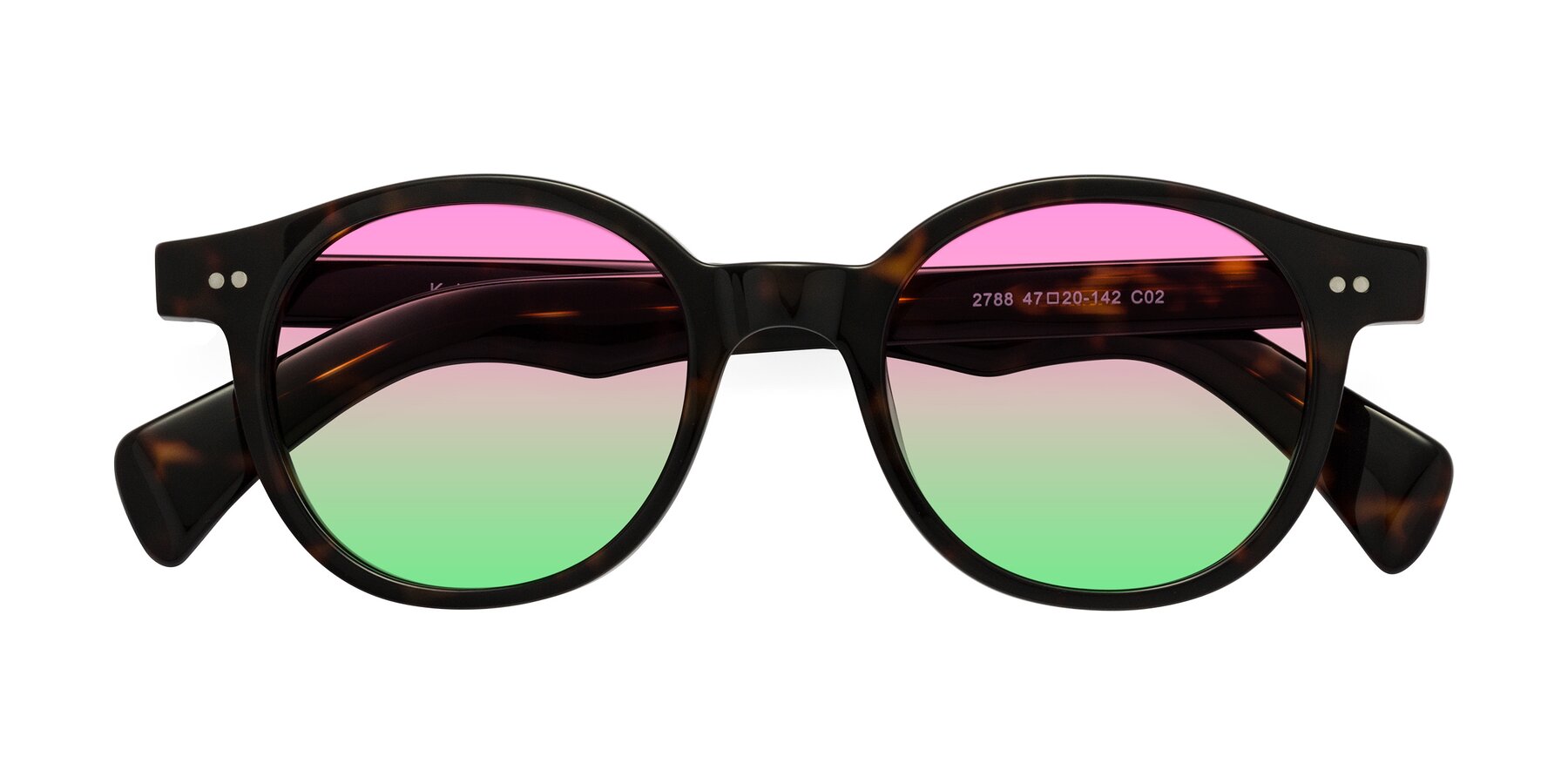 Folded Front of Kaju in Dark Tortoise with Pink / Green Gradient Lenses