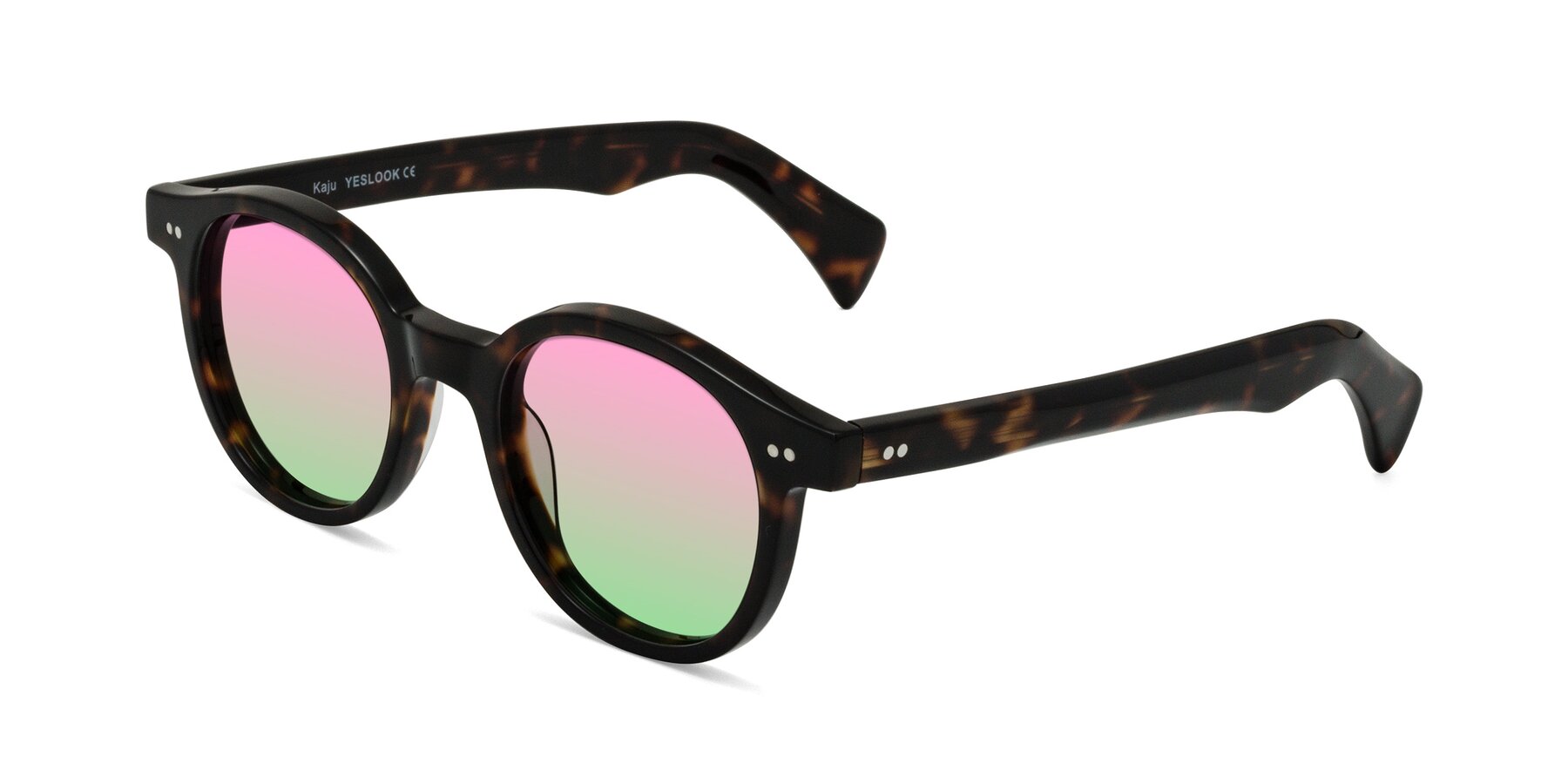 Angle of Kaju in Dark Tortoise with Pink / Green Gradient Lenses