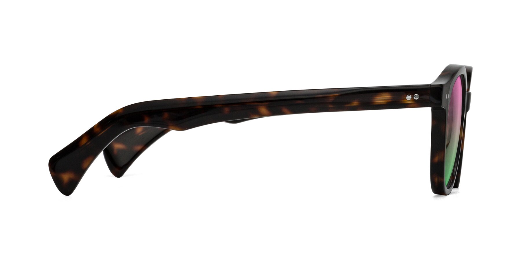 Side of Kaju in Dark Tortoise with Pink / Green Gradient Lenses