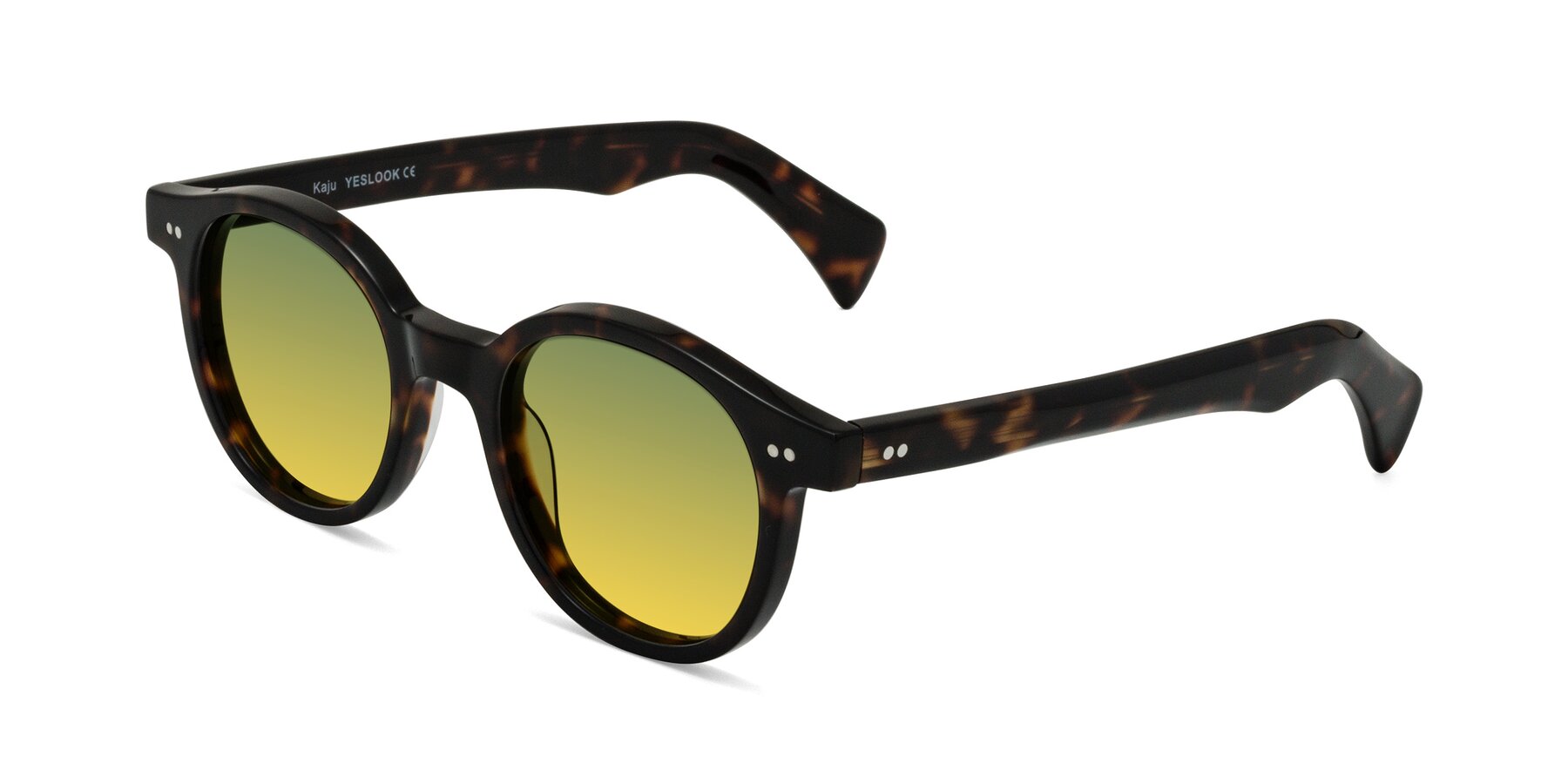 Angle of Kaju in Dark Tortoise with Green / Yellow Gradient Lenses