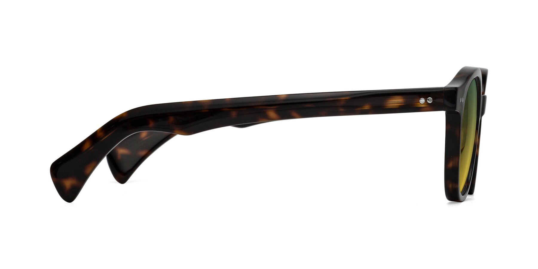Side of Kaju in Dark Tortoise with Green / Yellow Gradient Lenses