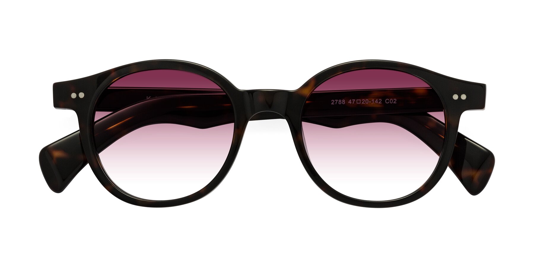 Folded Front of Kaju in Dark Tortoise with Wine Gradient Lenses