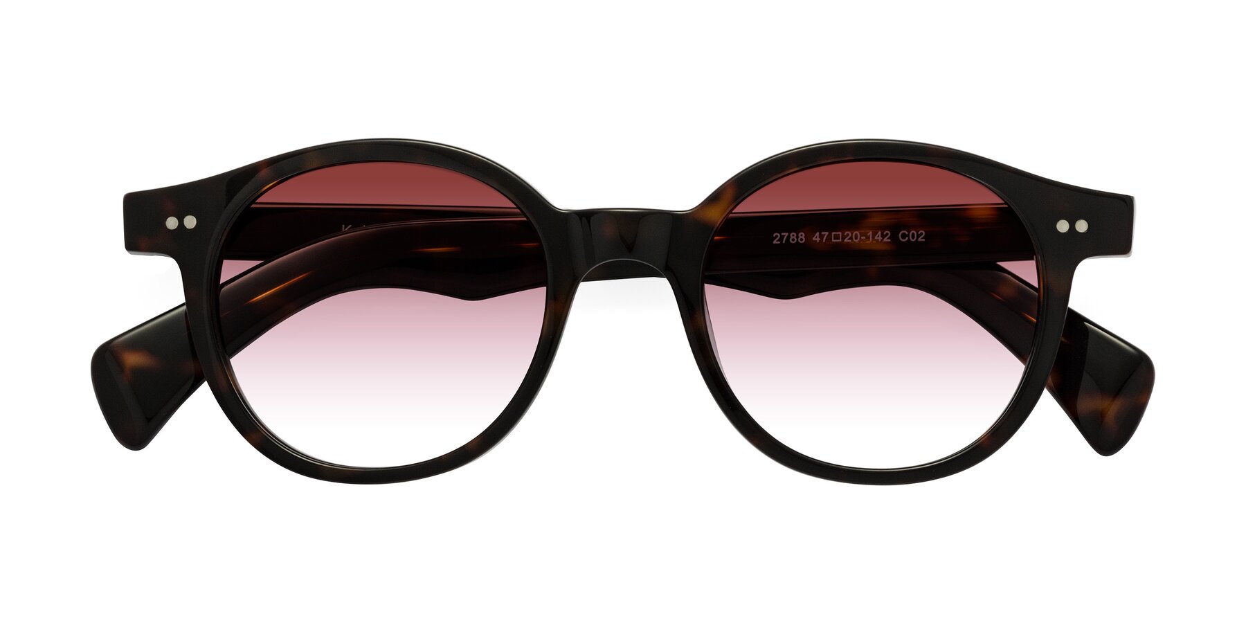 Folded Front of Kaju in Dark Tortoise with Garnet Gradient Lenses