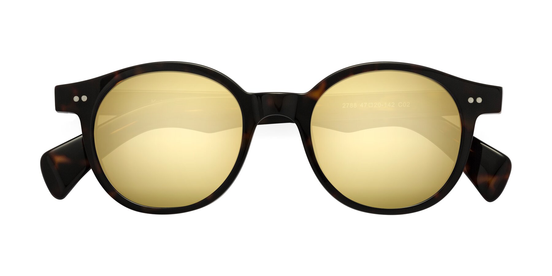 Folded Front of Kaju in Dark Tortoise with Gold Mirrored Lenses