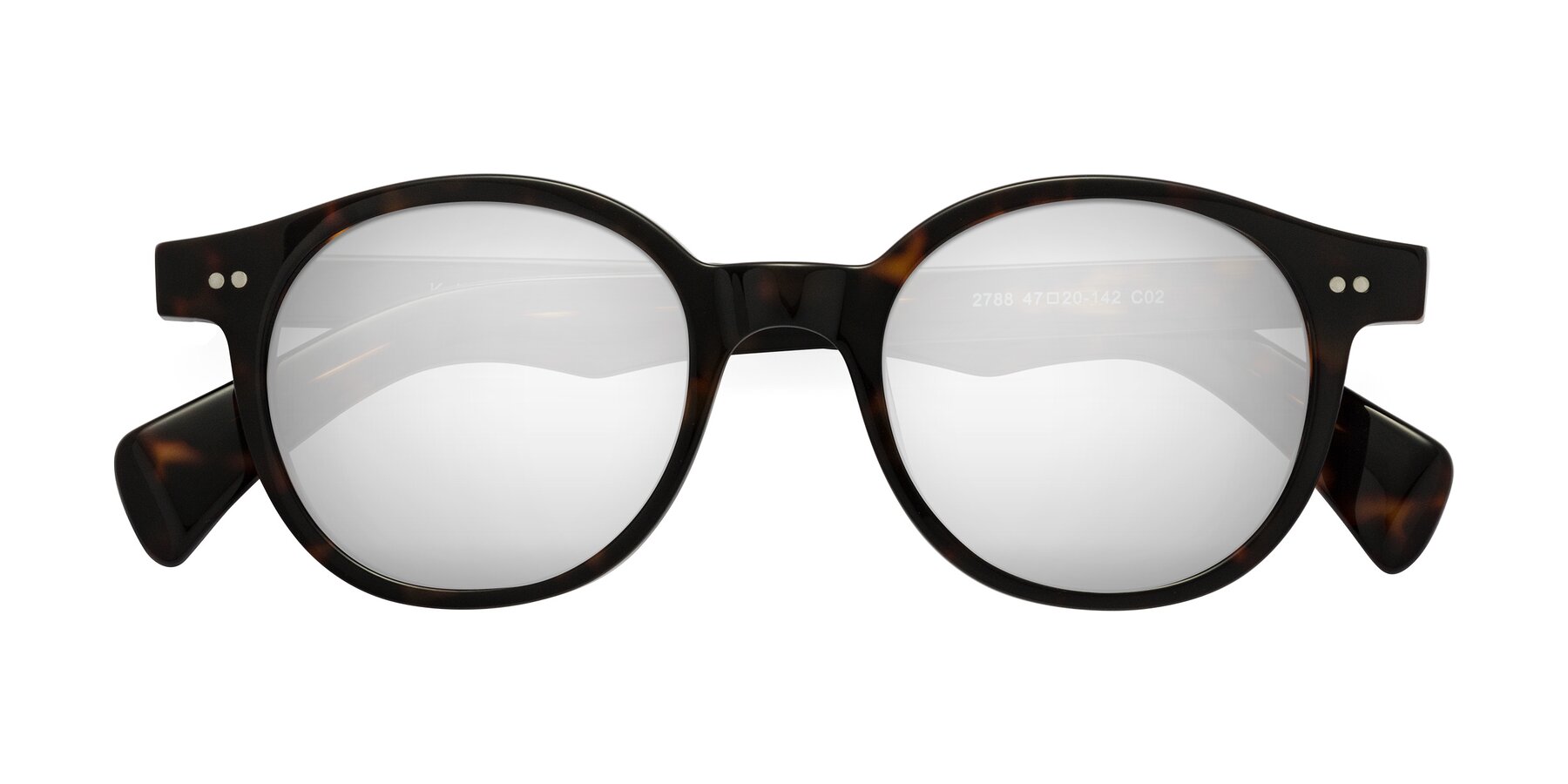 Folded Front of Kaju in Dark Tortoise with Silver Mirrored Lenses