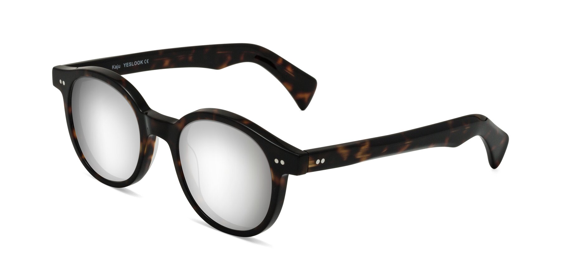 Angle of Kaju in Dark Tortoise with Silver Mirrored Lenses