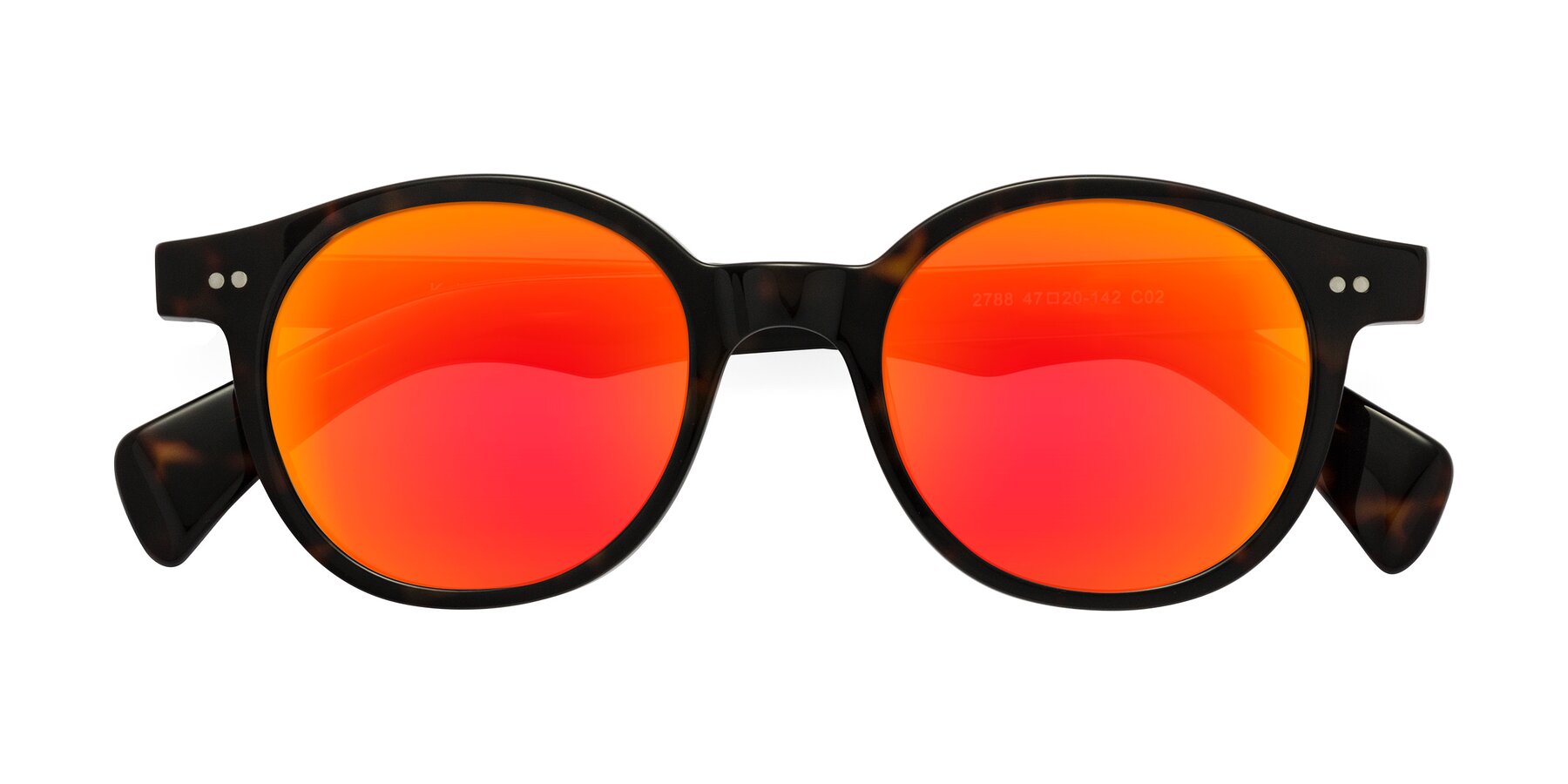 Folded Front of Kaju in Dark Tortoise with Red Gold Mirrored Lenses