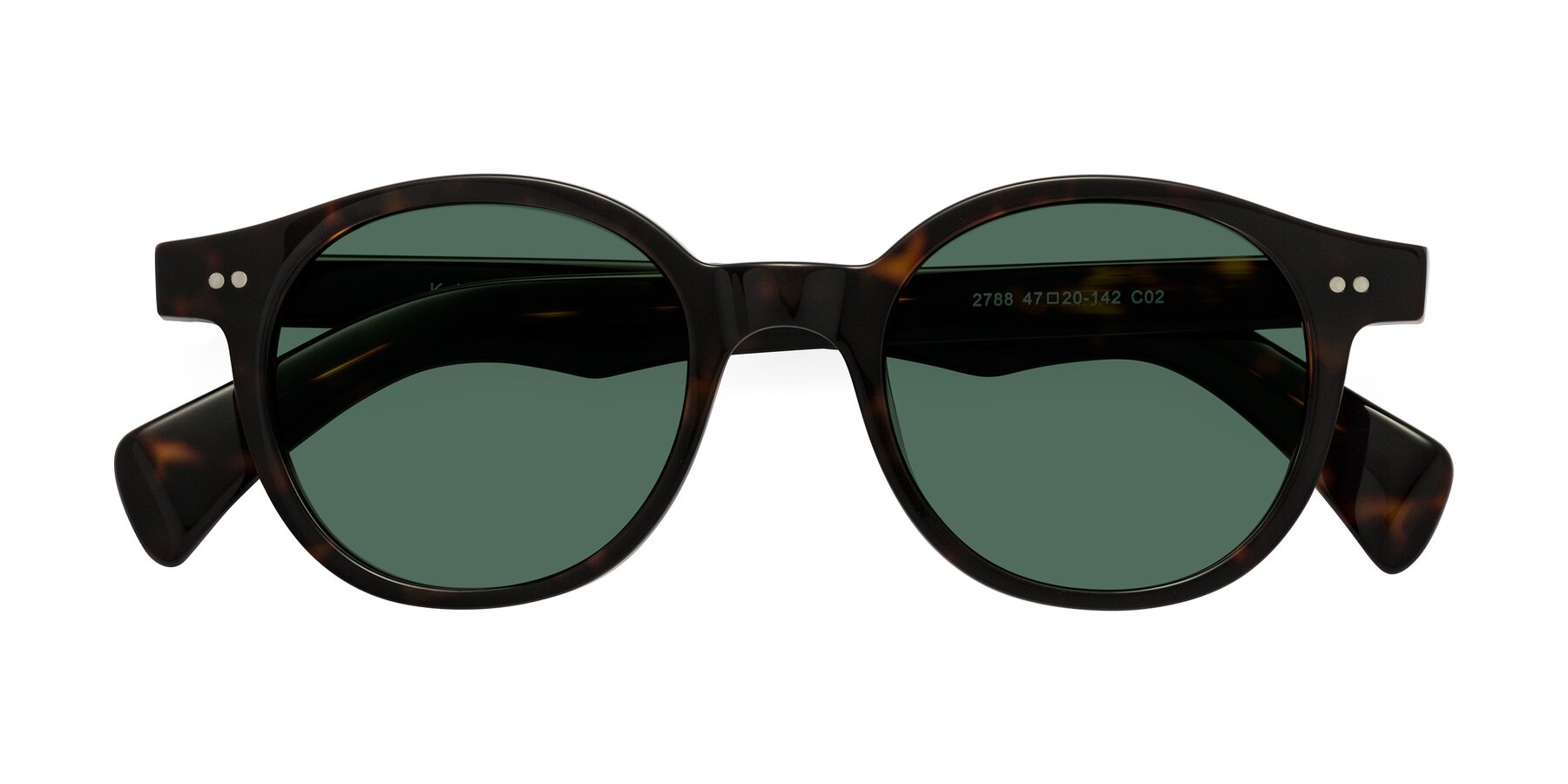 Folded Front of Kaju in Dark Tortoise with Green Polarized Lenses