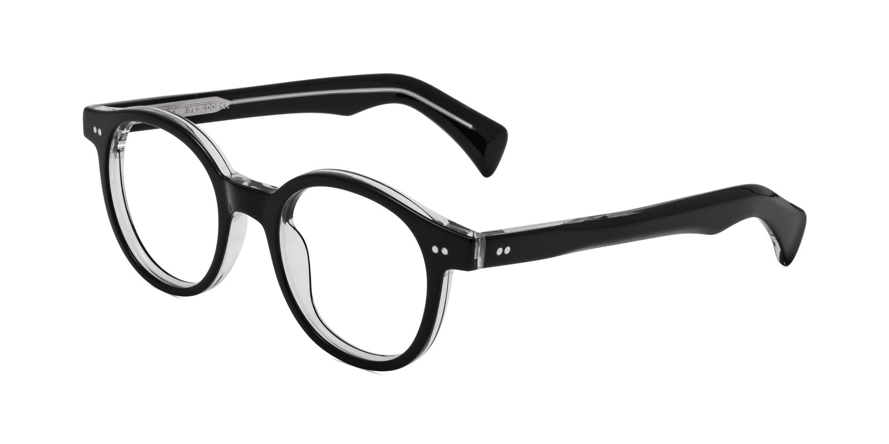 Angle of Kaju in Black/Clear with Clear Eyeglass Lenses