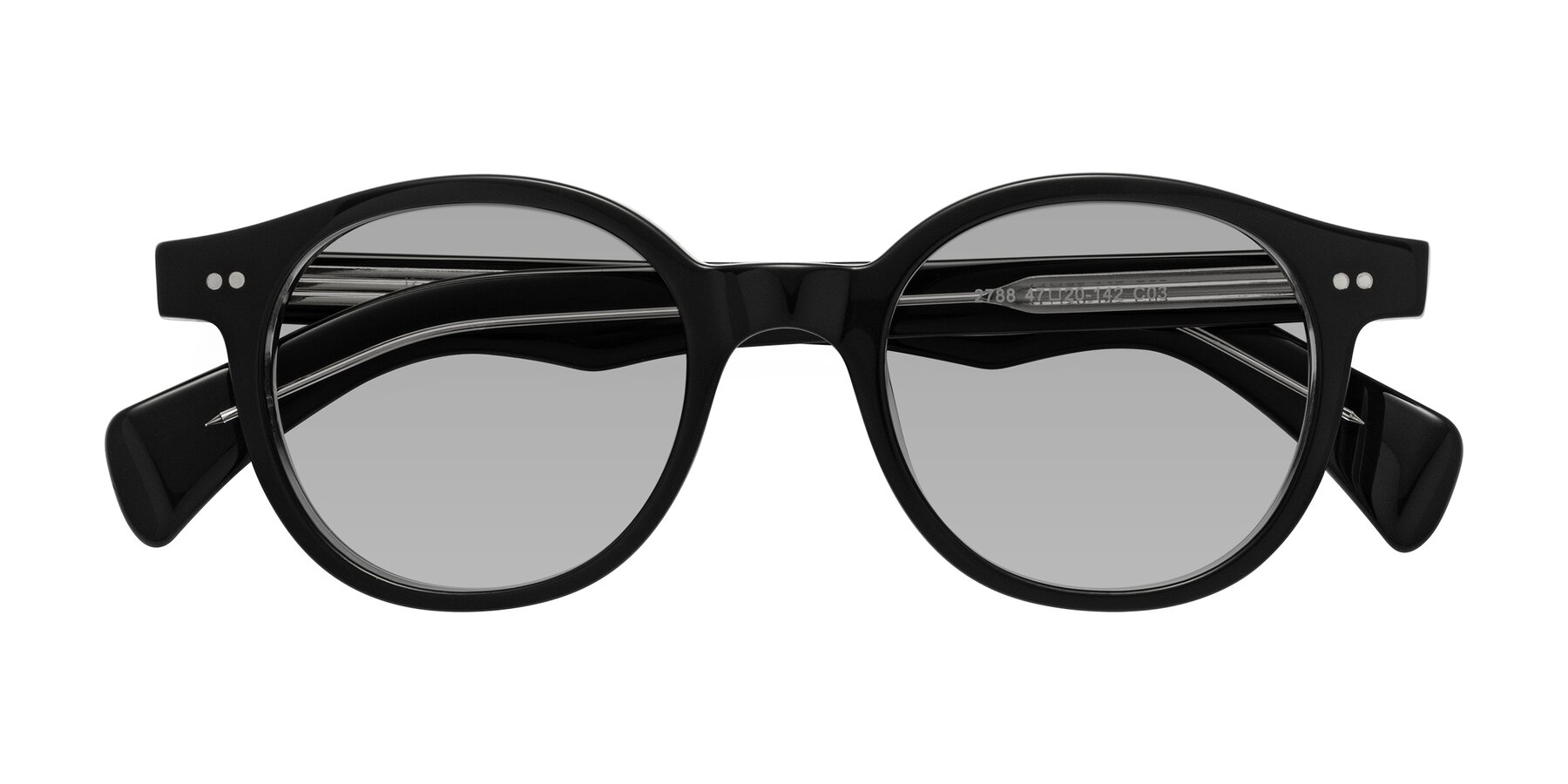 Folded Front of Kaju in Black/Clear with Light Gray Tinted Lenses