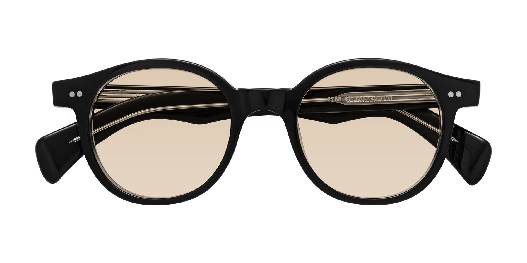 Folded Front of Kaju in Black/Clear with Light Brown Tinted Lenses