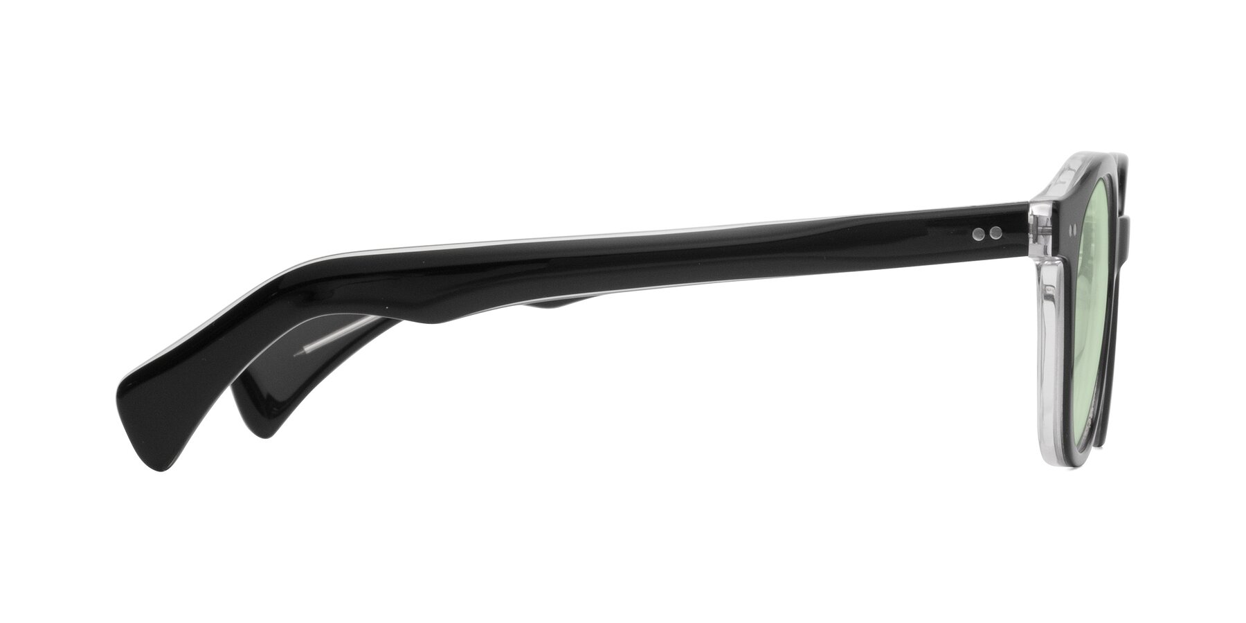 Side of Kaju in Black/Clear with Light Green Tinted Lenses