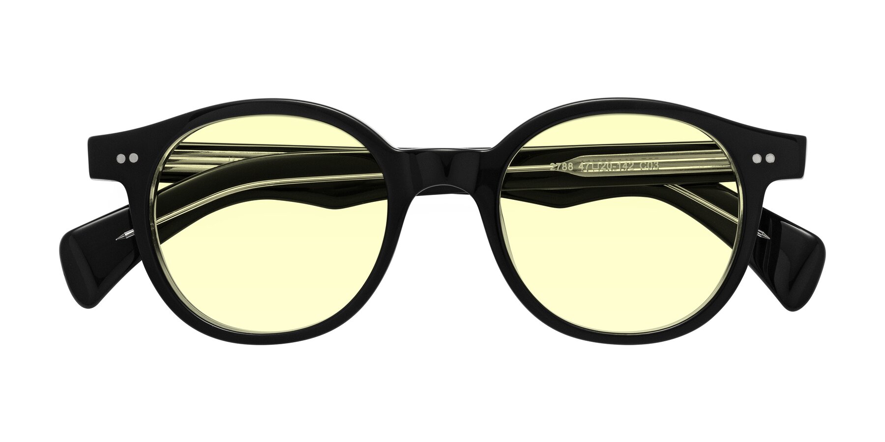 Folded Front of Kaju in Black/Clear with Light Yellow Tinted Lenses