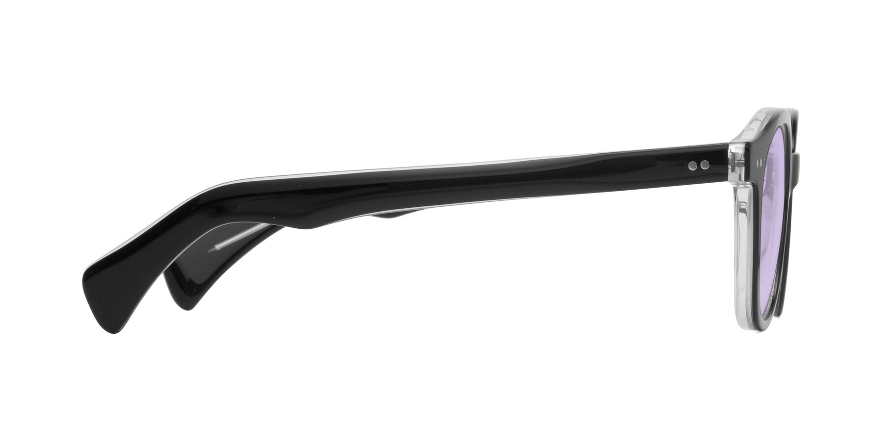 Side of Kaju in Black/Clear with Light Purple Tinted Lenses