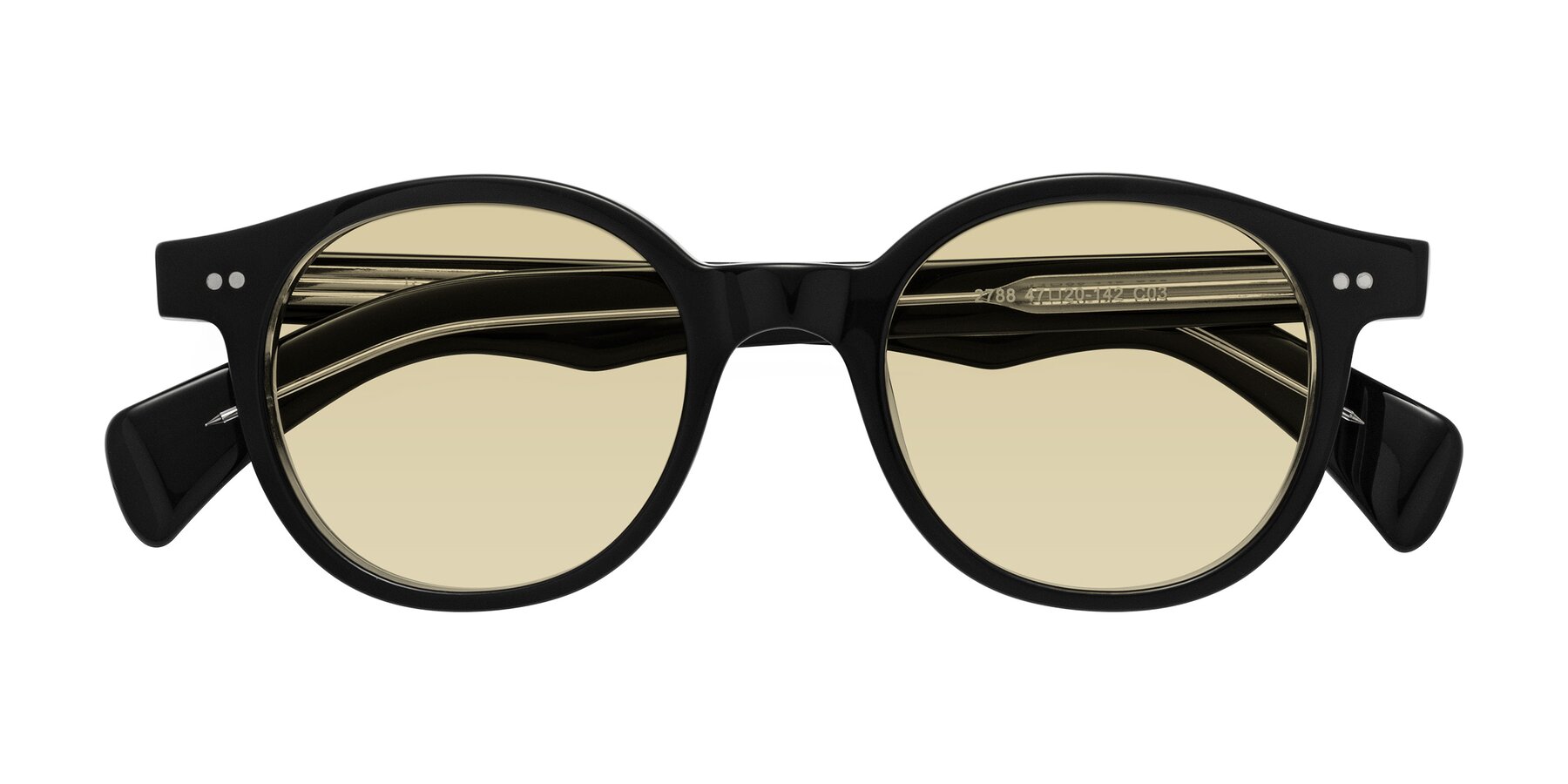 Folded Front of Kaju in Black/Clear with Light Champagne Tinted Lenses