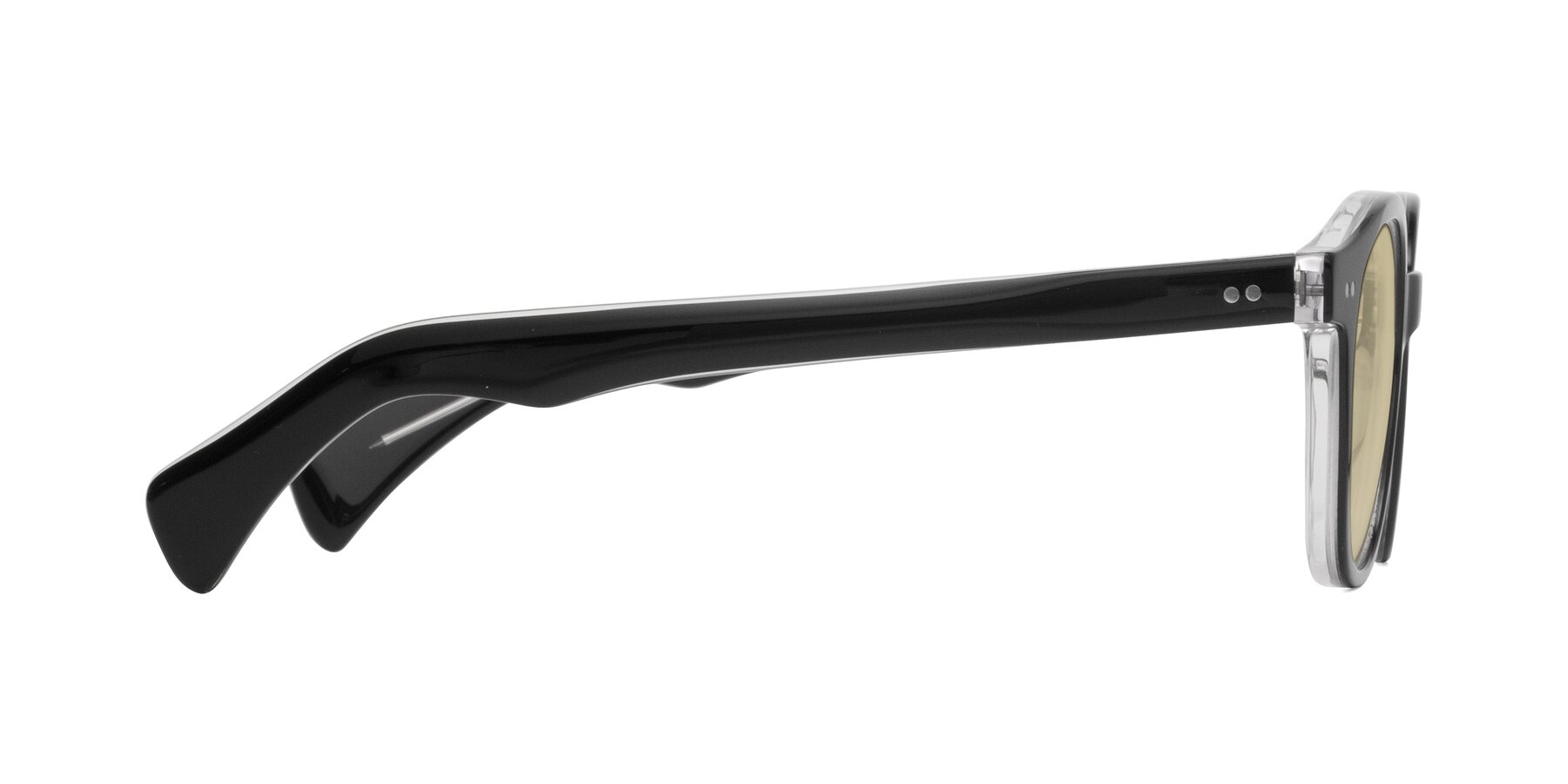 Side of Kaju in Black/Clear with Light Champagne Tinted Lenses