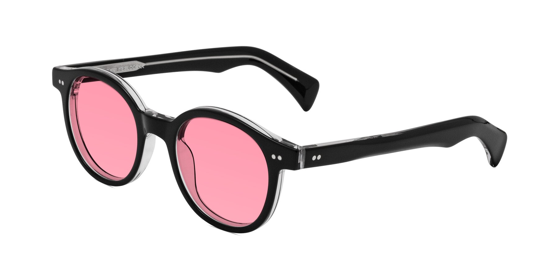 Angle of Kaju in Black/Clear with Pink Tinted Lenses