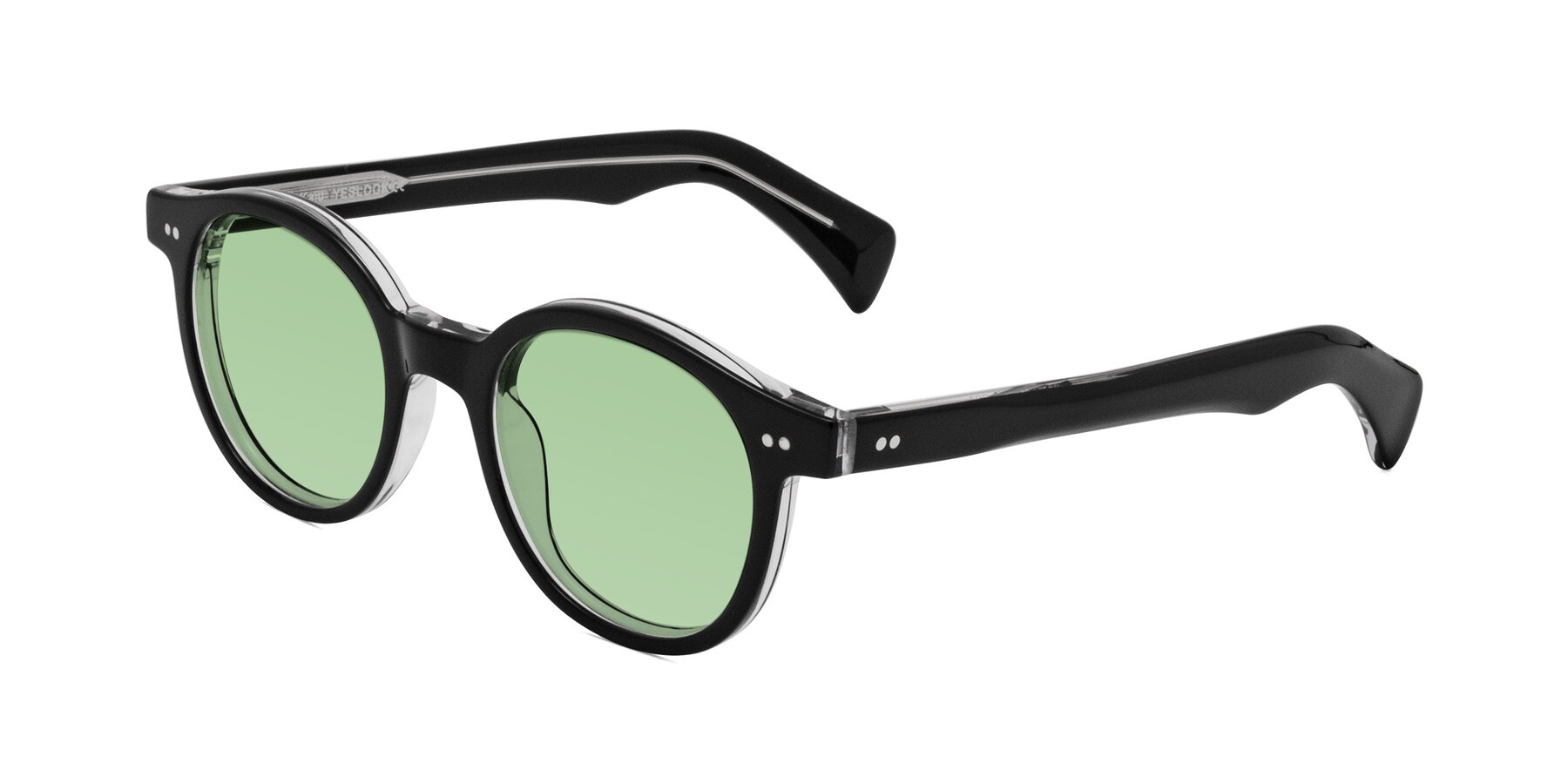 Angle of Kaju in Black/Clear with Medium Green Tinted Lenses