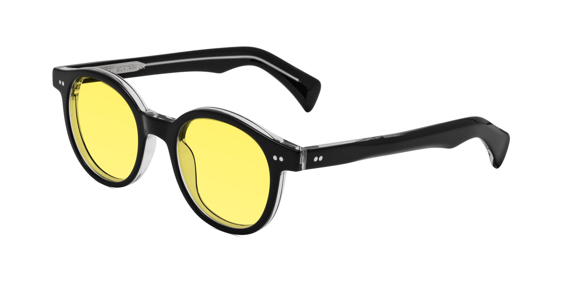 Angle of Kaju in Black/Clear with Medium Yellow Tinted Lenses