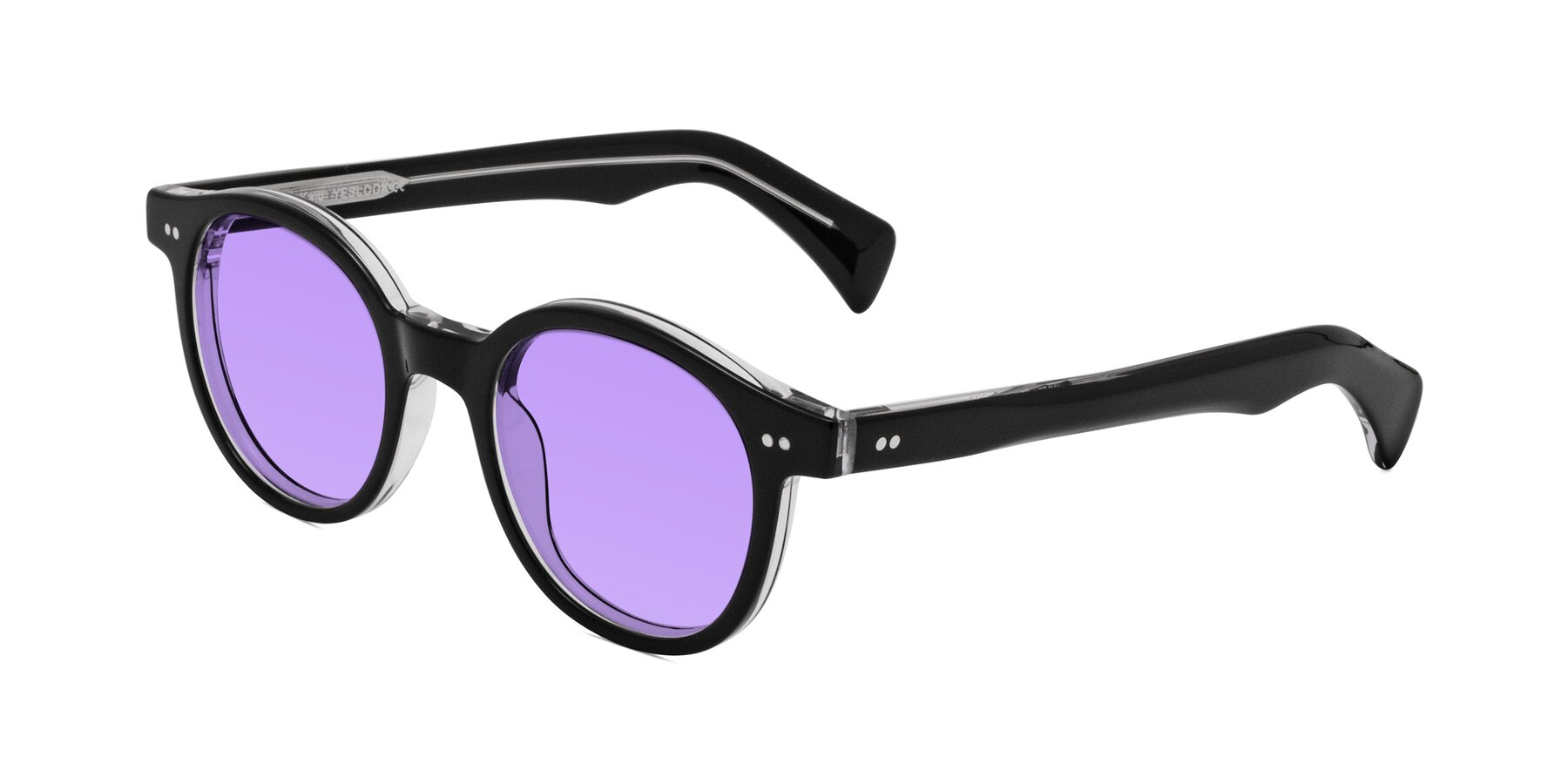 Angle of Kaju in Black/Clear with Medium Purple Tinted Lenses