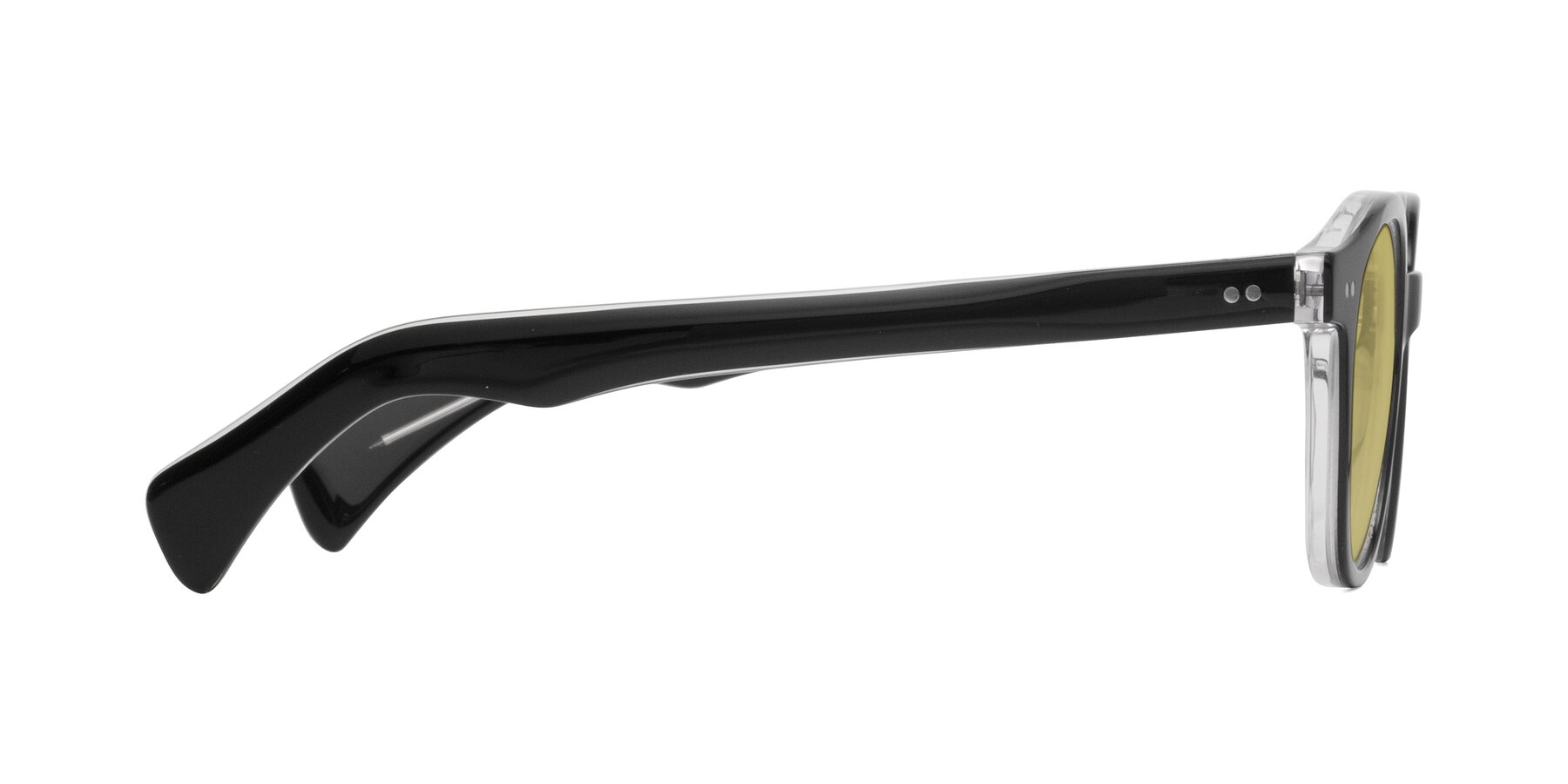 Side of Kaju in Black/Clear with Medium Champagne Tinted Lenses