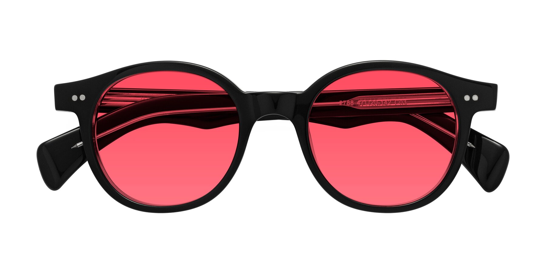 Folded Front of Kaju in Black/Clear with Red Tinted Lenses