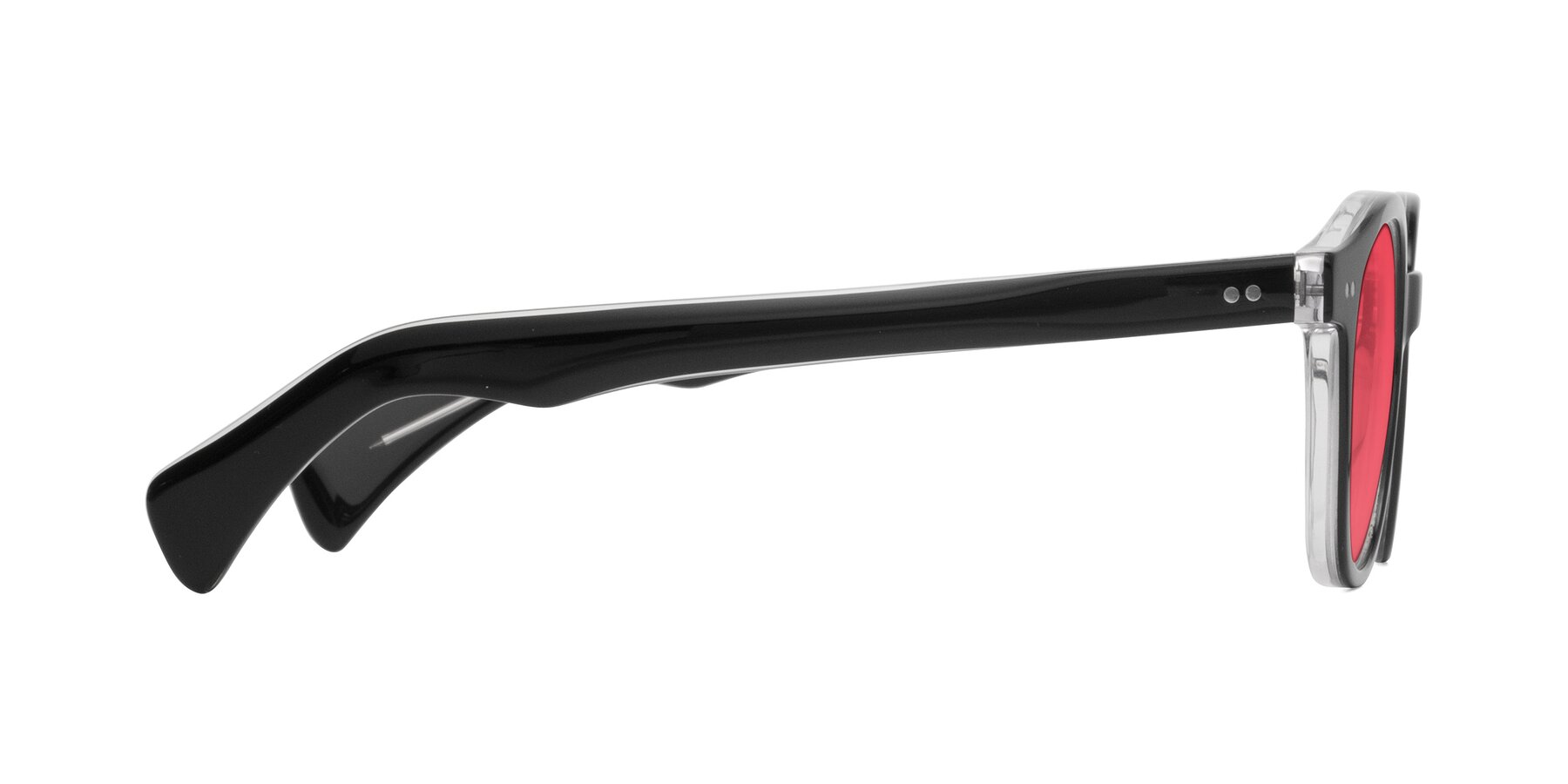 Side of Kaju in Black/Clear with Red Tinted Lenses