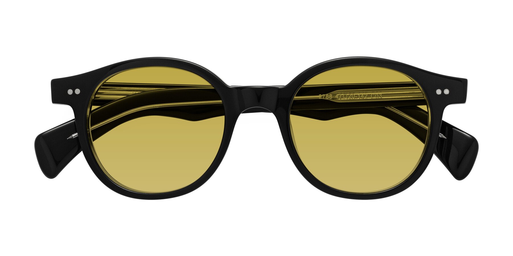Folded Front of Kaju in Black/Clear with Champagne Tinted Lenses