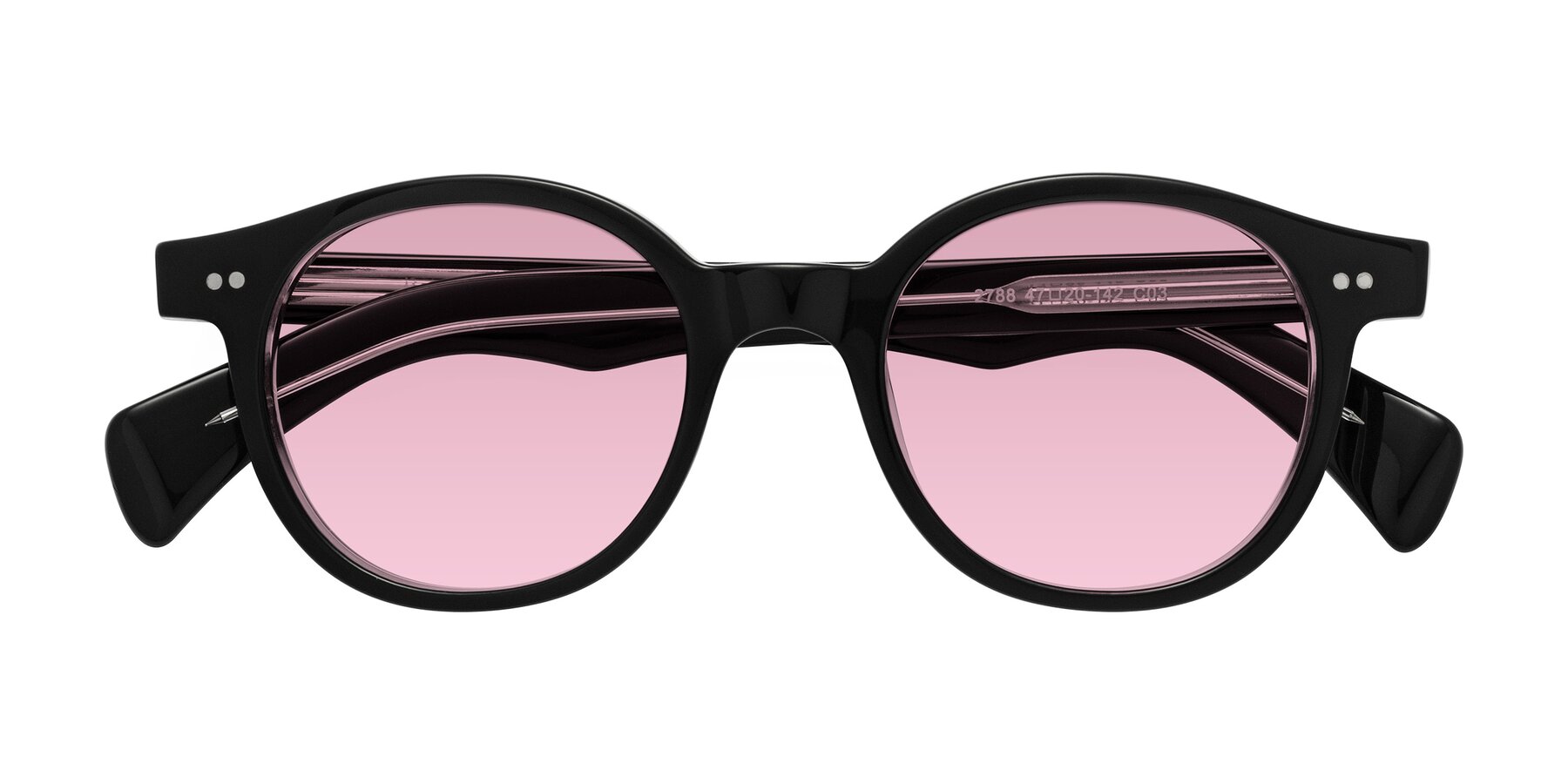 Folded Front of Kaju in Black/Clear with Light Wine Tinted Lenses